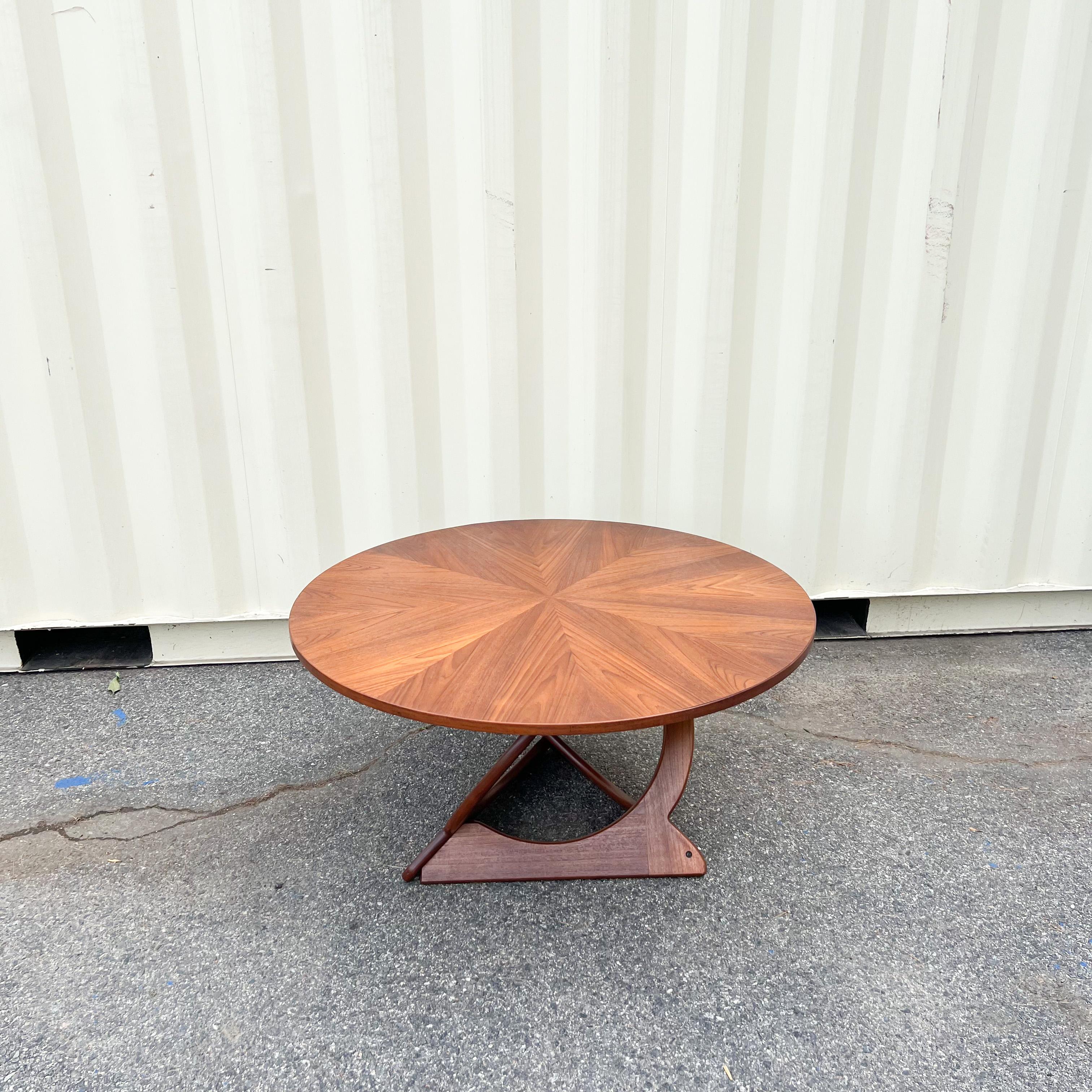 Stunning sculptural teak coffee table designed by Soren Georg Jensen for Kubus.