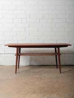 Mid-Century Danish Teak Coffee Table With Floating Shelf