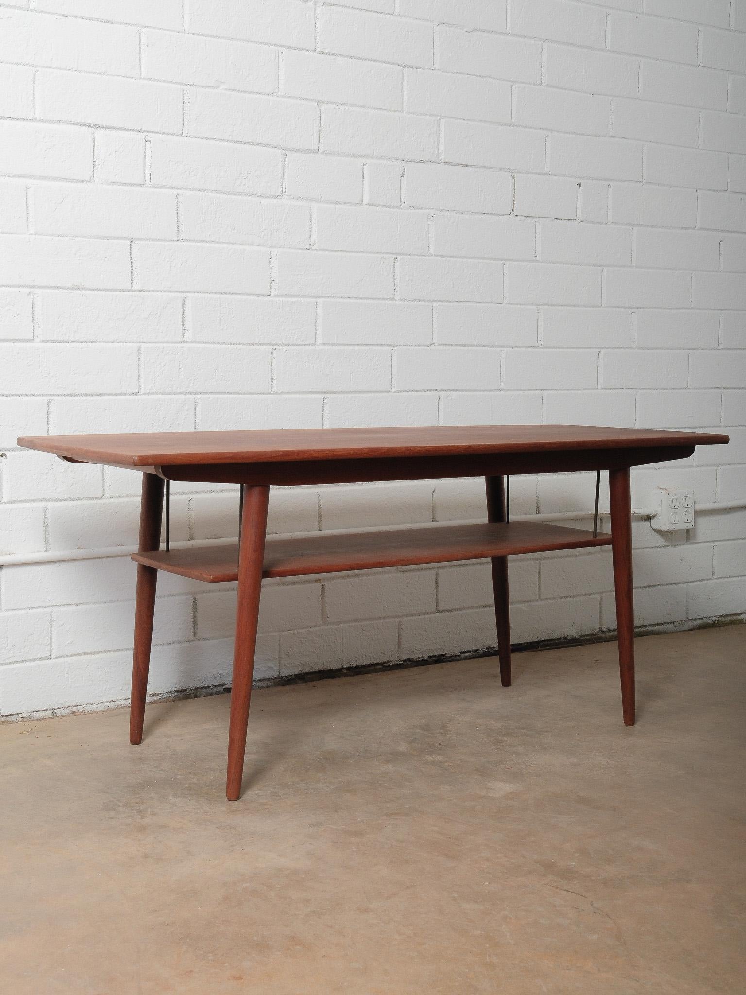 Mid-Century Modern Mid-Century Danish Teak Coffee Table With Floating Shelf For Sale