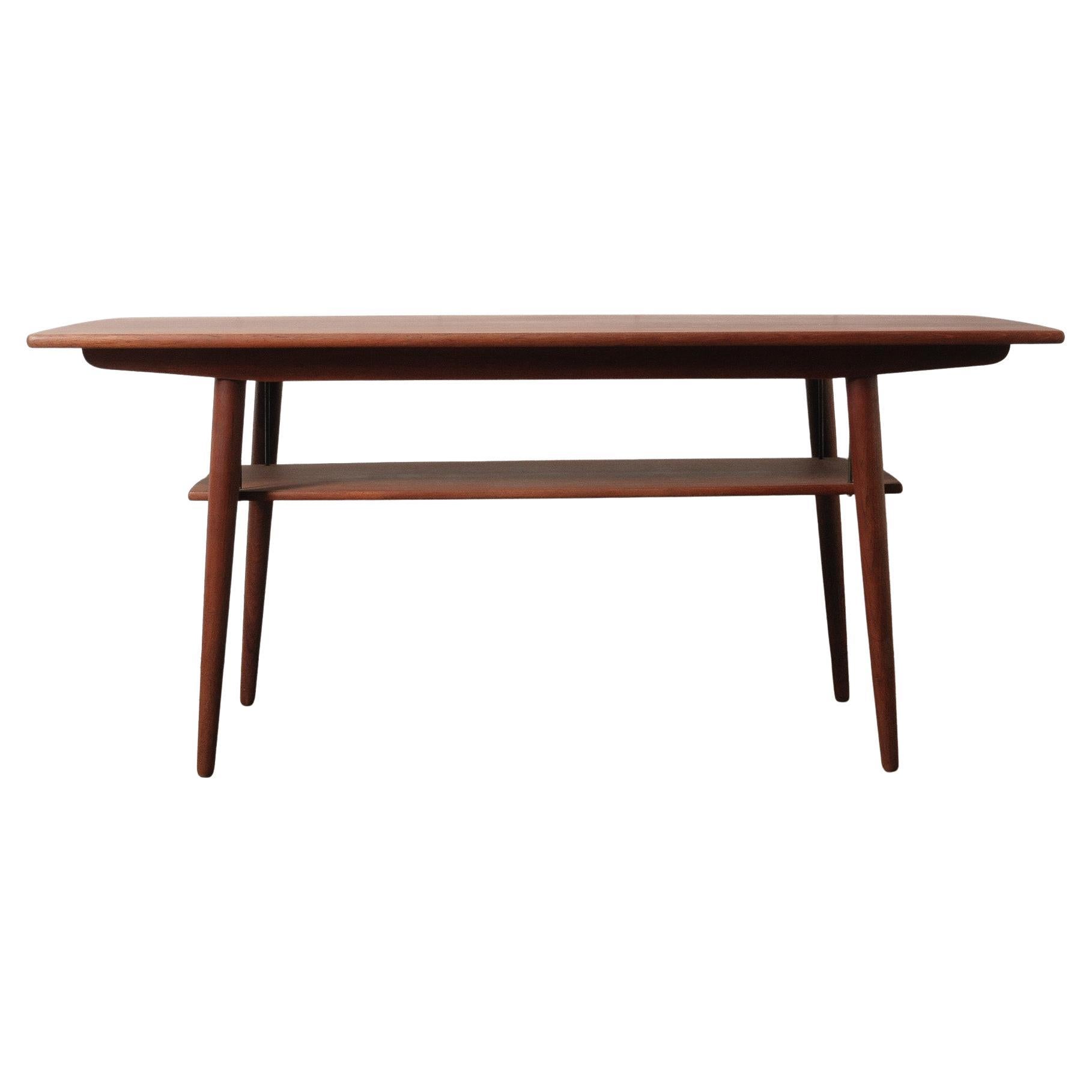 Mid-Century Danish Teak Coffee Table With Floating Shelf