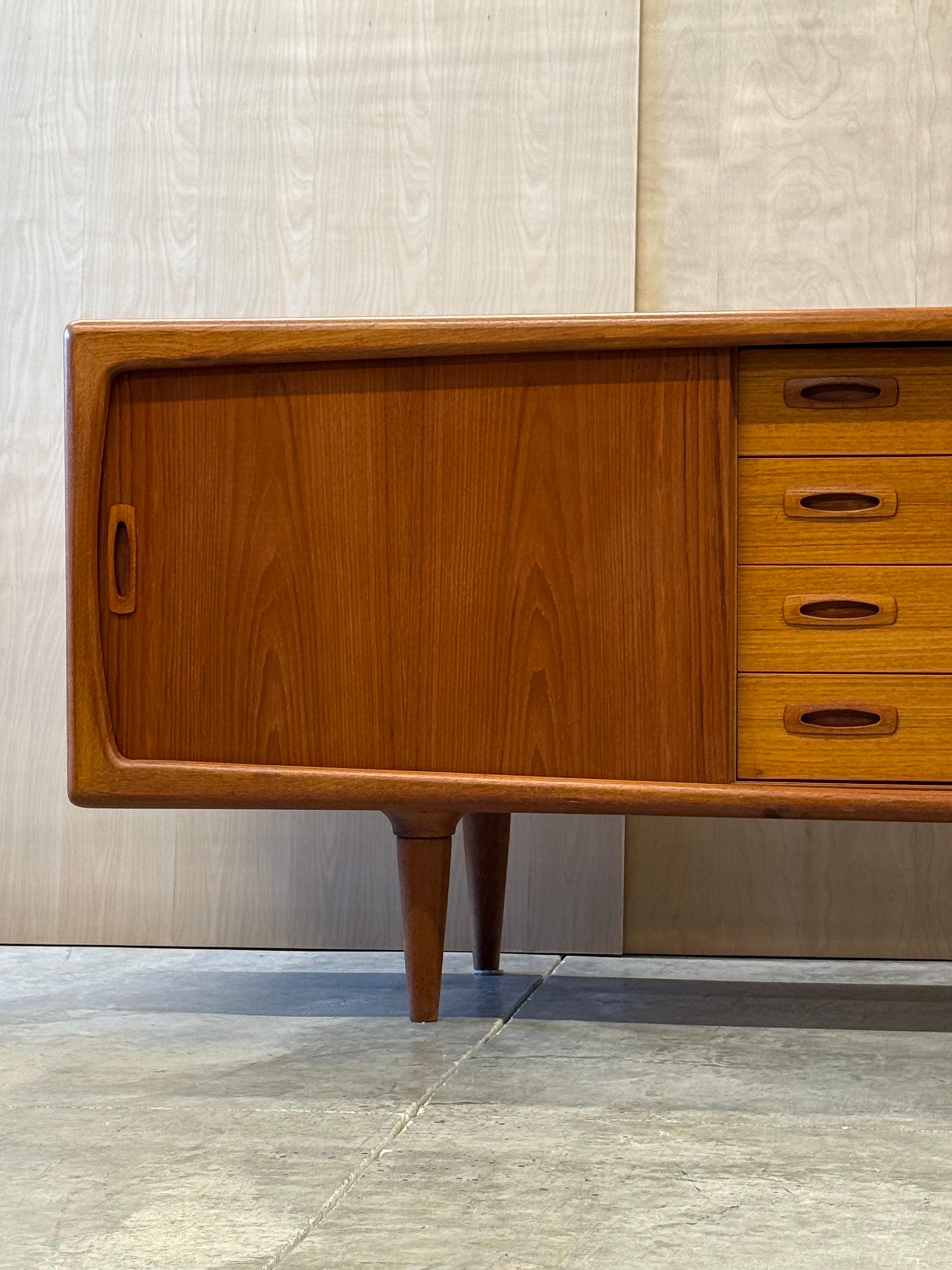 Wood Mid-Century Danish Teak Credenza by H.P. Hansen For Sale