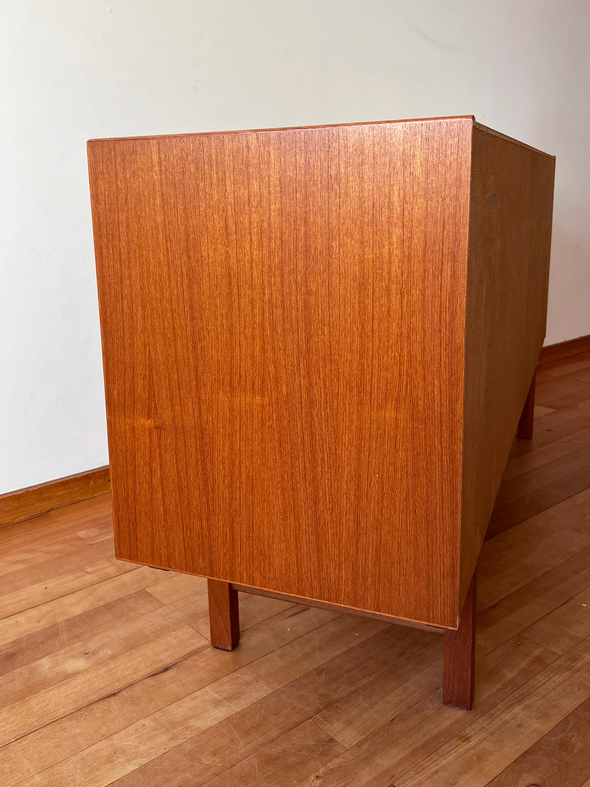 Mid Century Danish Teak Credenza with Shelving and Storage Drawer Denmark Design For Sale 5
