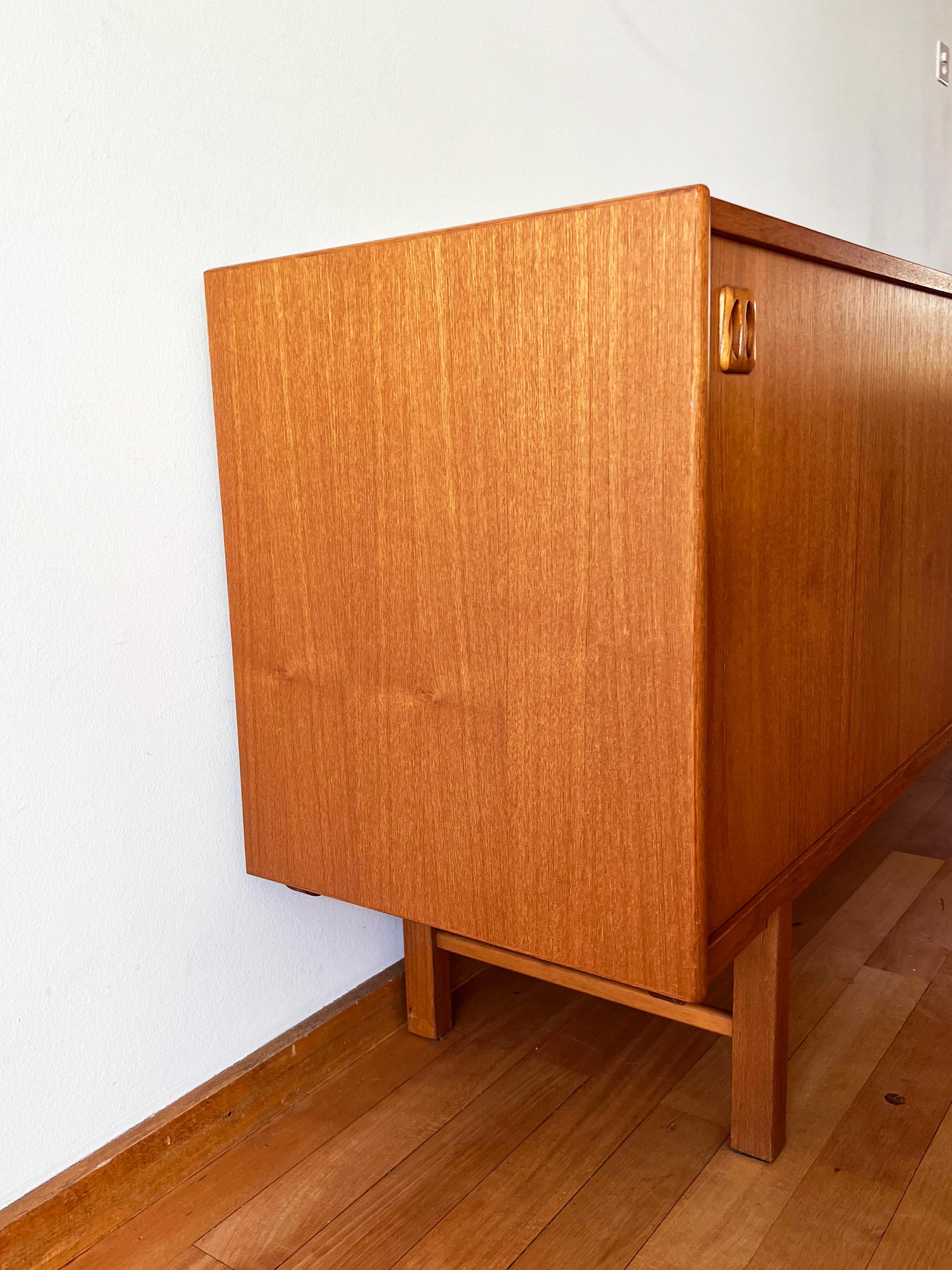 Mid-20th Century Mid Century Danish Teak Credenza with Shelving and Storage Drawer Denmark Design For Sale