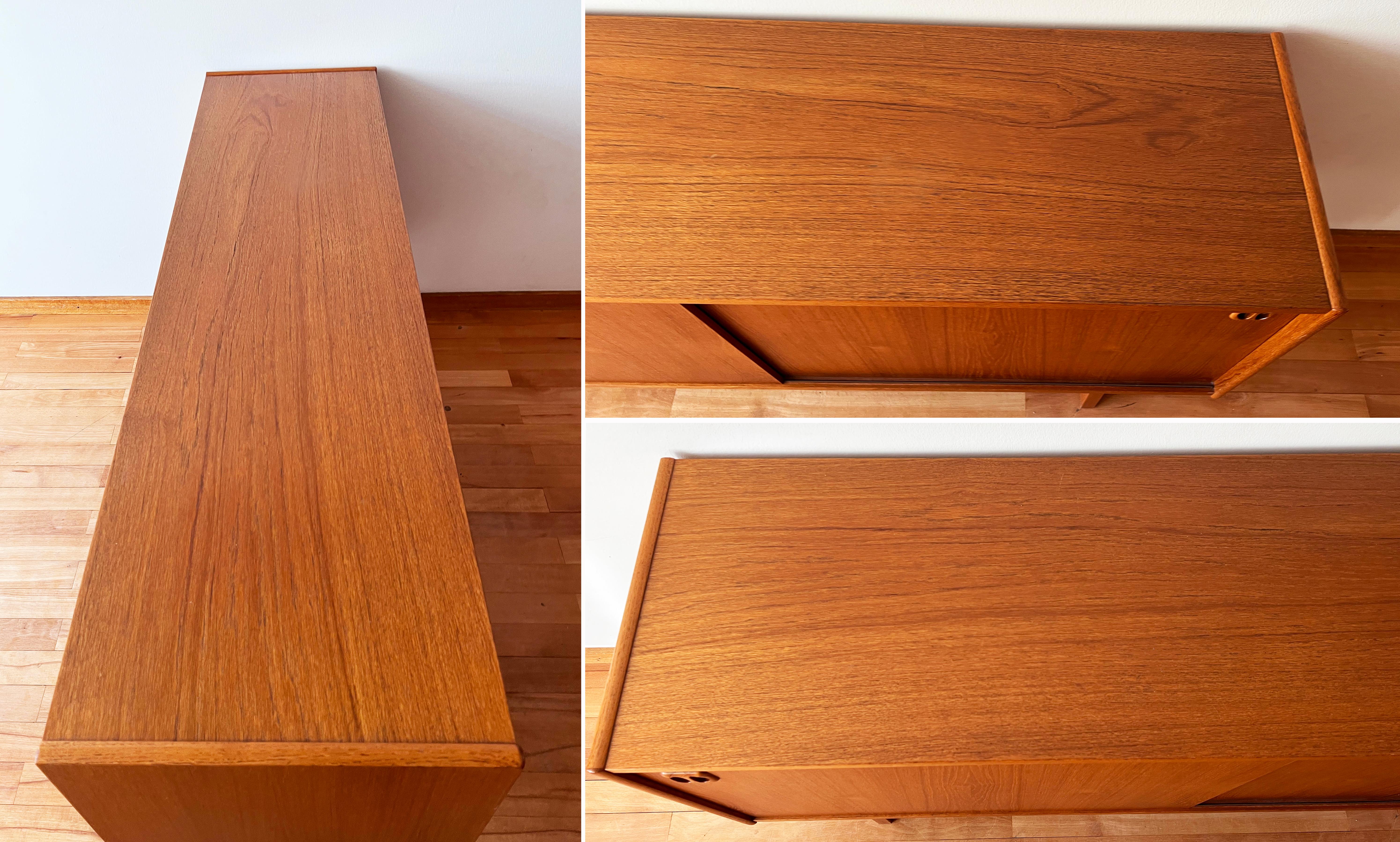 Mid Century Danish Teak Credenza with Shelving and Storage Drawer Denmark Design For Sale 4