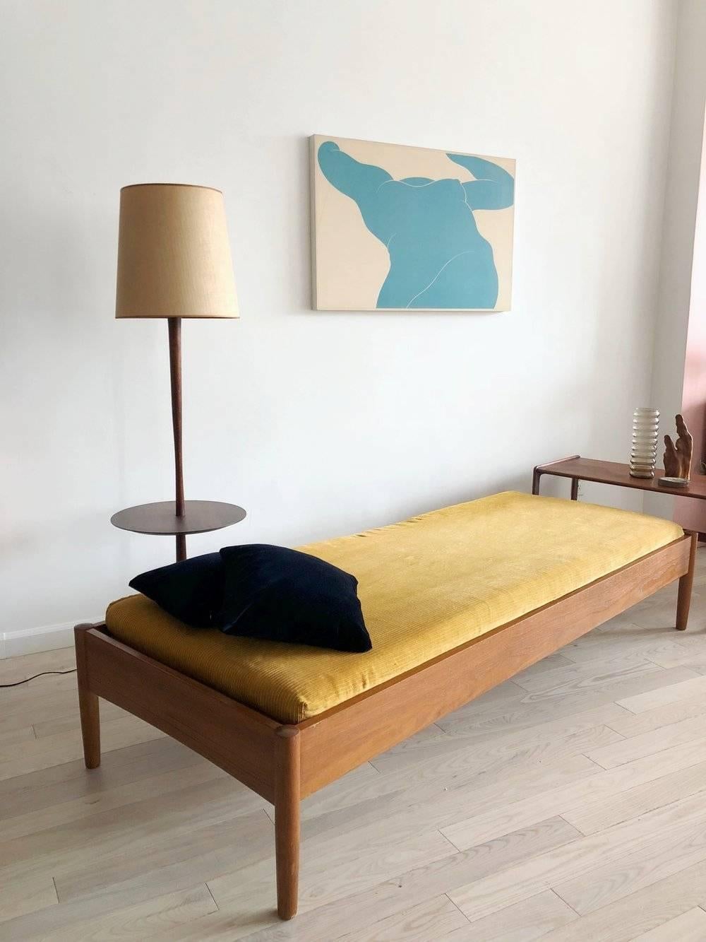 Mid-Century Modern Midcentury Danish Teak Daybed Sofa in Mustard Corduroy