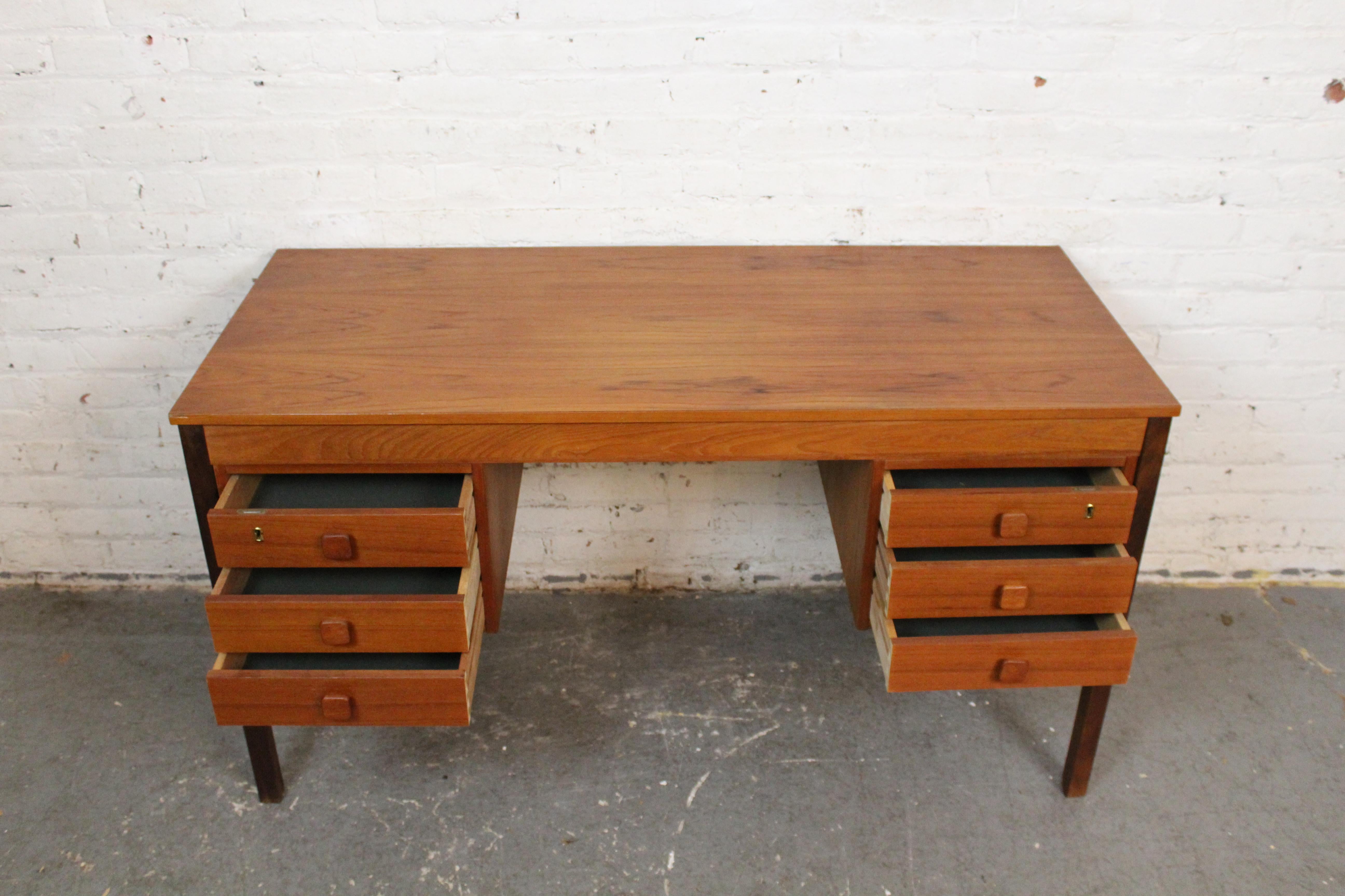 Scandinavian Modern Mid-Century Danish Teak Desk by Domino Mobler