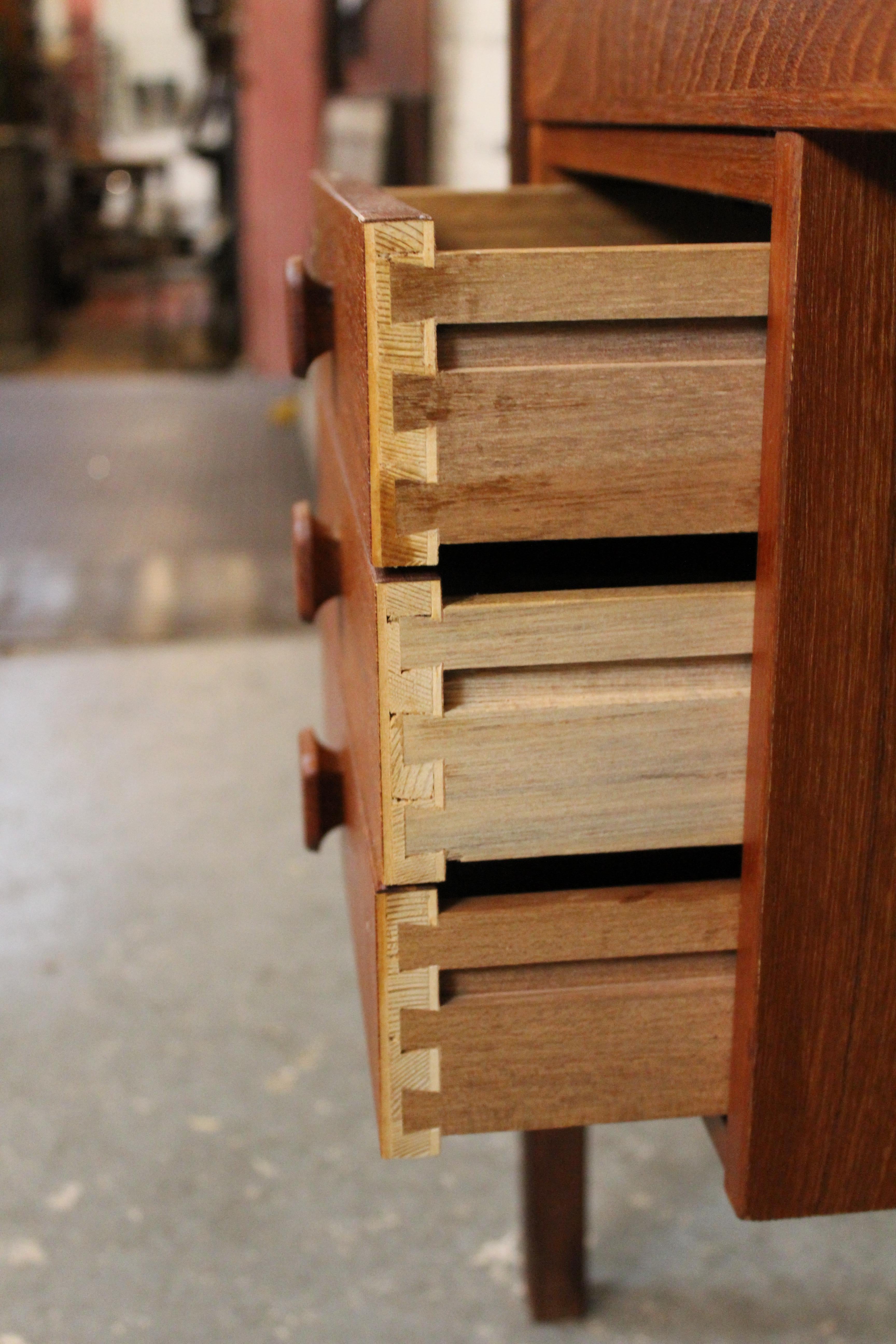 Carved Mid-Century Danish Teak Desk by Domino Mobler
