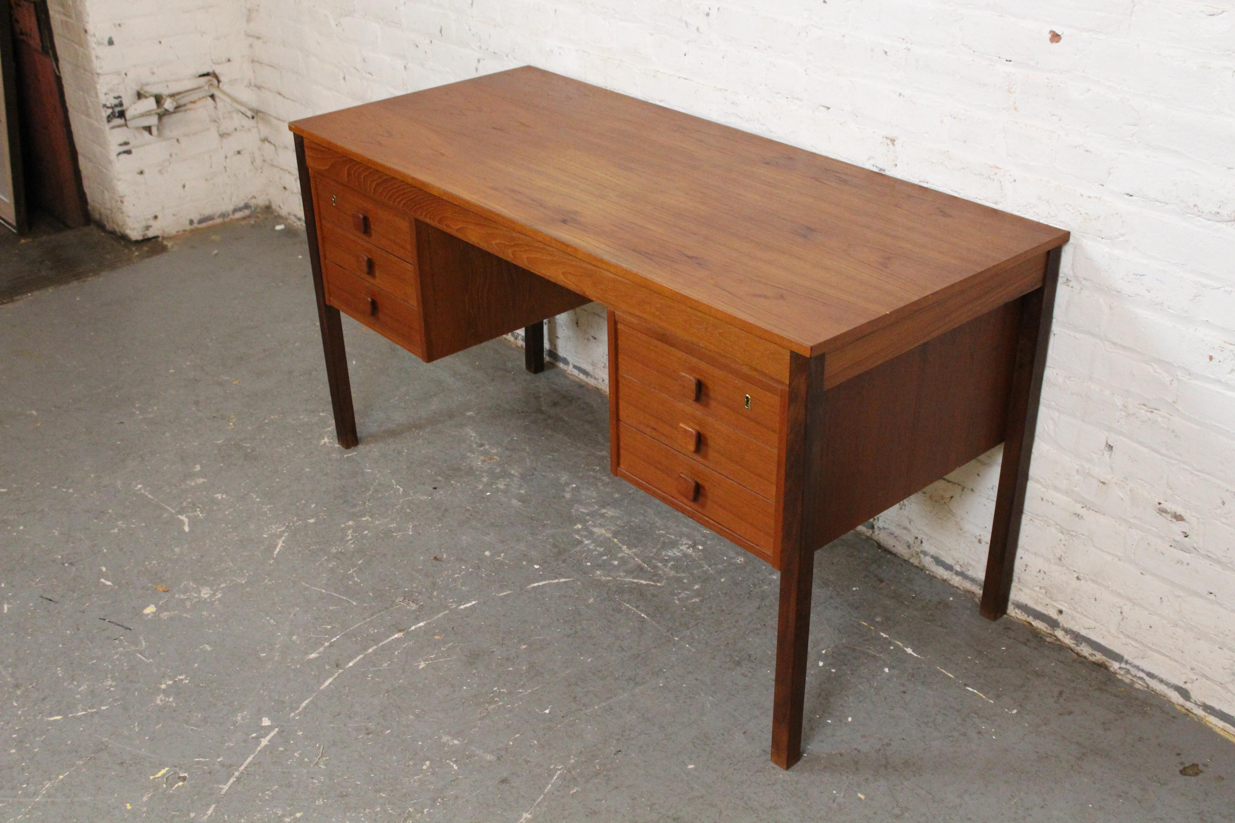 Mid-Century Danish Teak Desk by Domino Mobler In Good Condition In Brooklyn, NY
