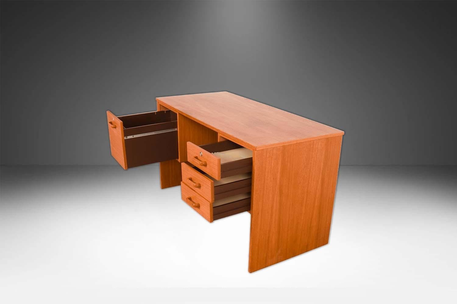 Mid-Century Danish Teak Desk In Fair Condition For Sale In Baltimore, MD