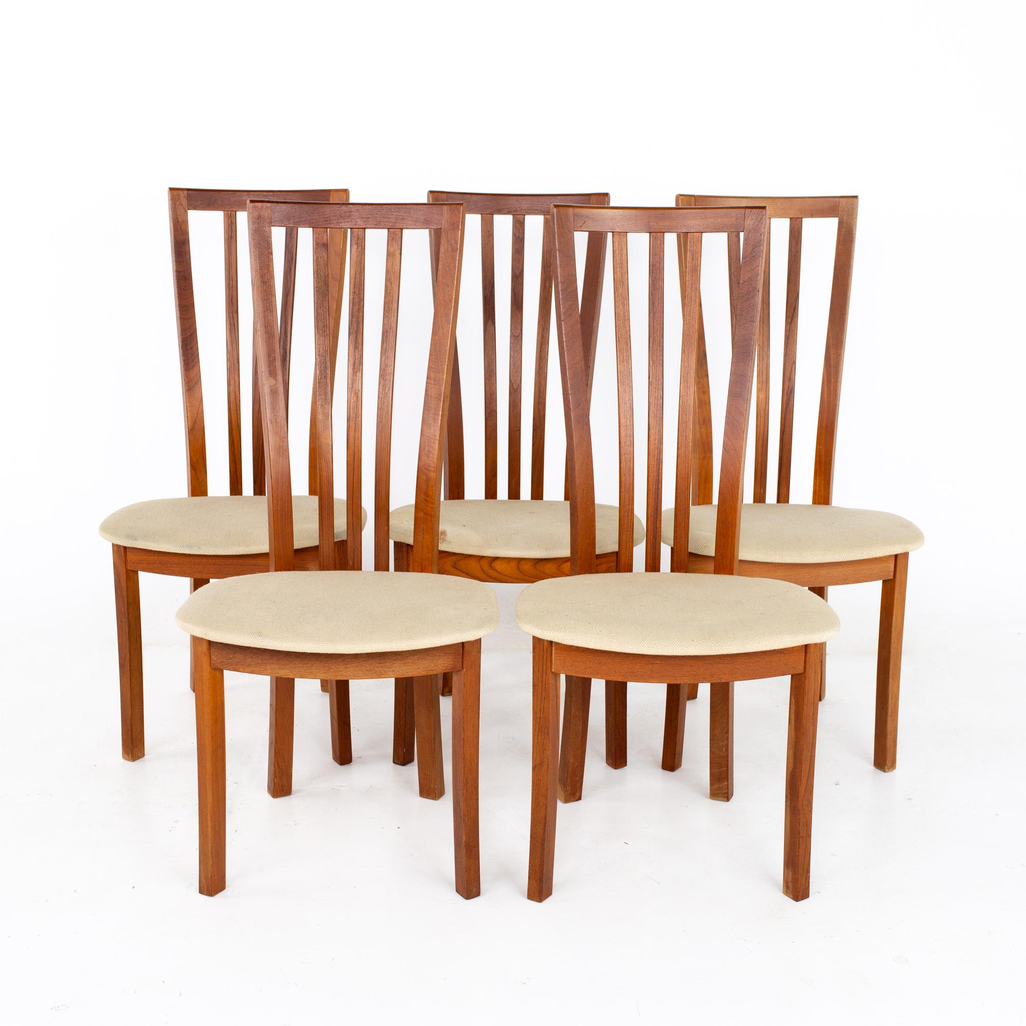 Mid-Century Modern Mid Century Danish Teak Dining Chairs, Set of 5