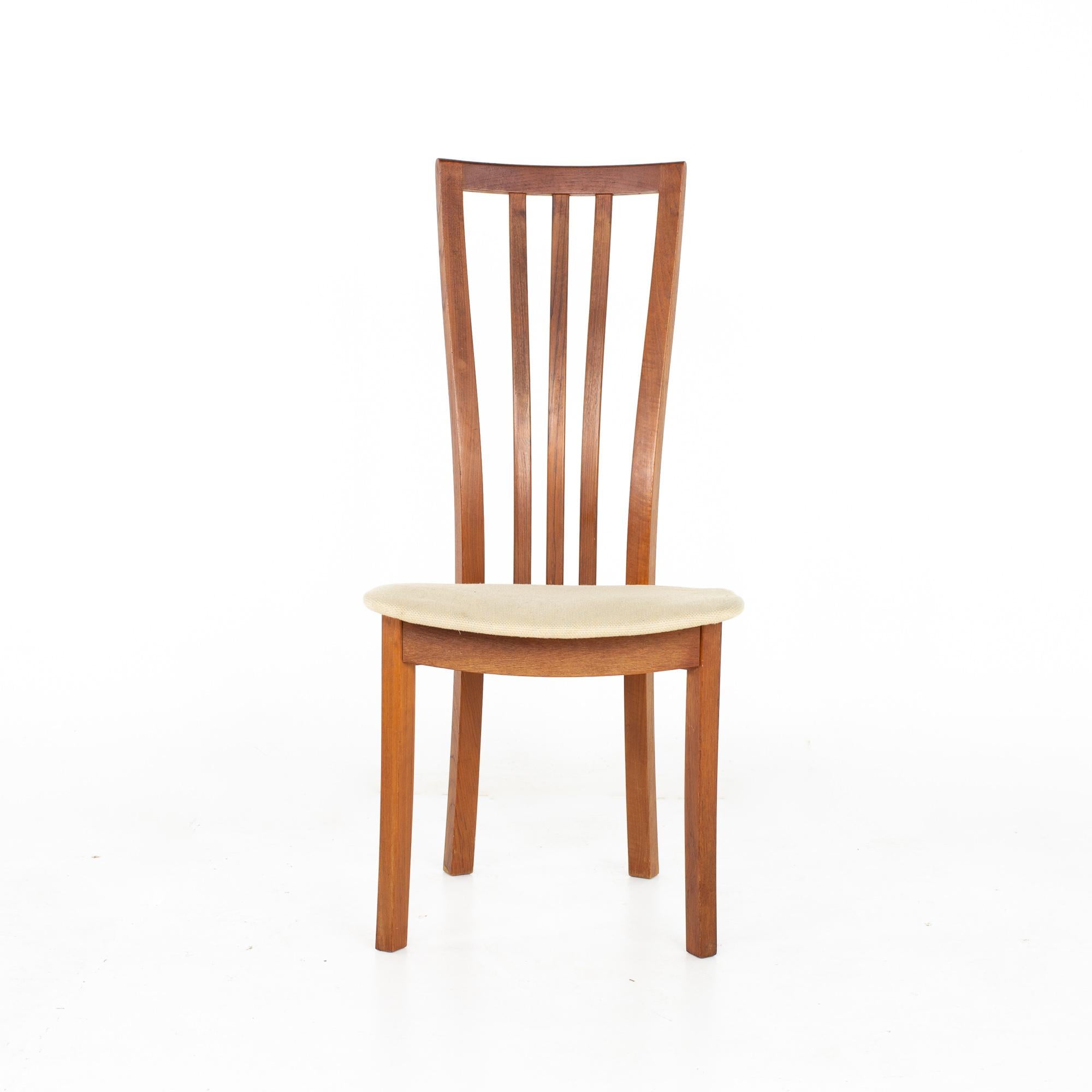 Upholstery Mid Century Danish Teak Dining Chairs, Set of 5