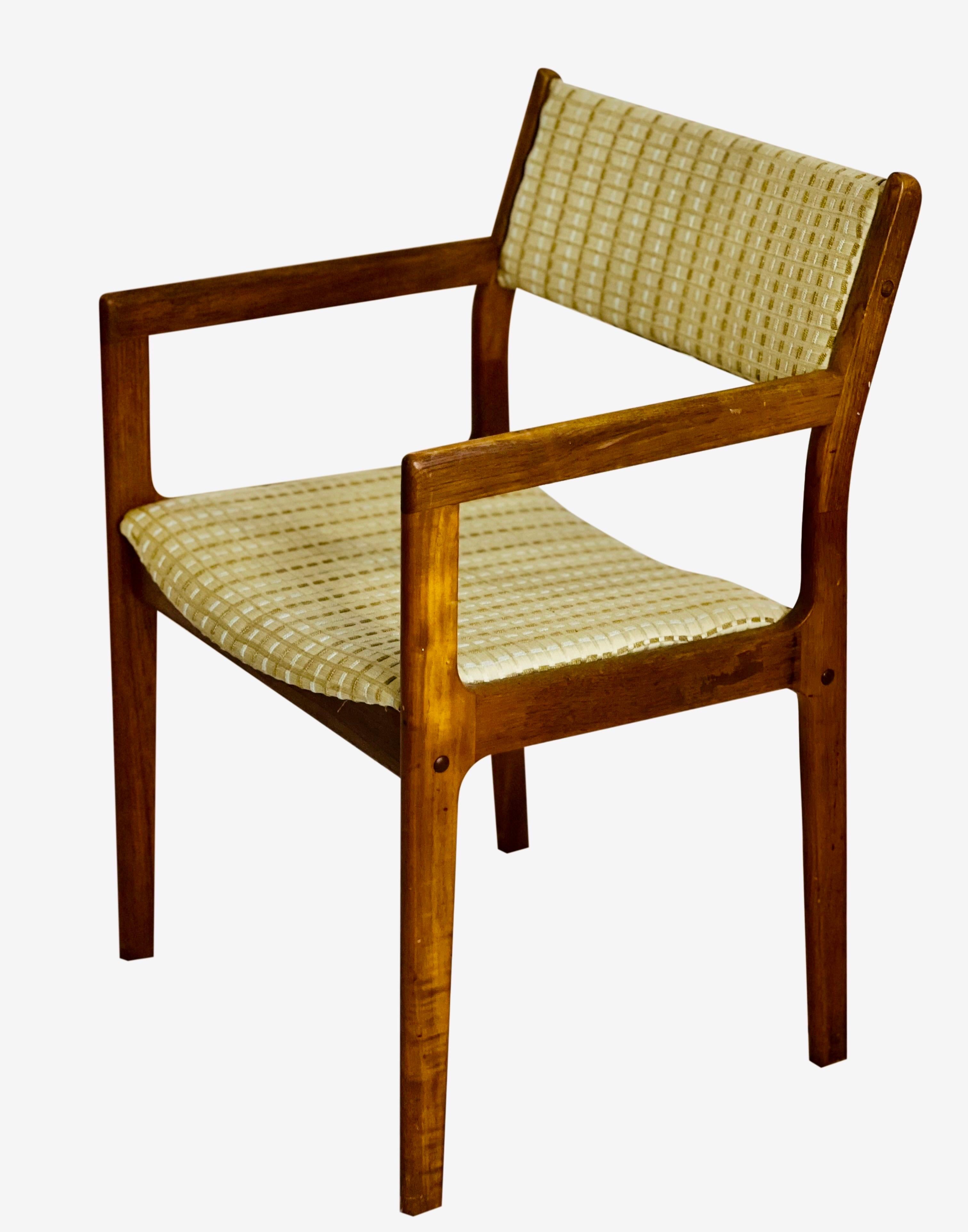 Upholstery Midcentury Danish Teak Dining Chairs, Set of Four For Sale
