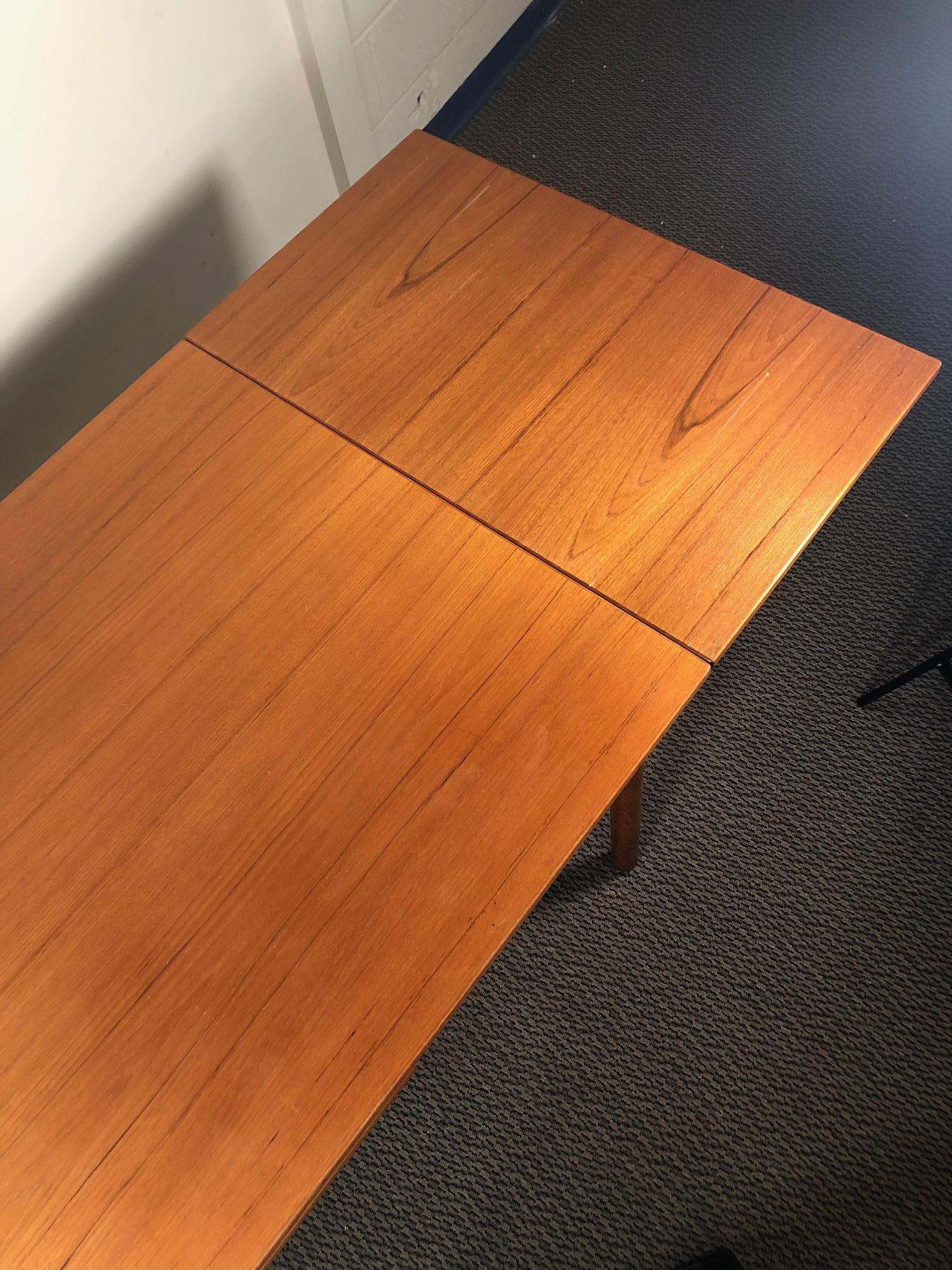20th Century Midcentury Danish Teak Draw Leaf Dining Table Seats 8 For Sale