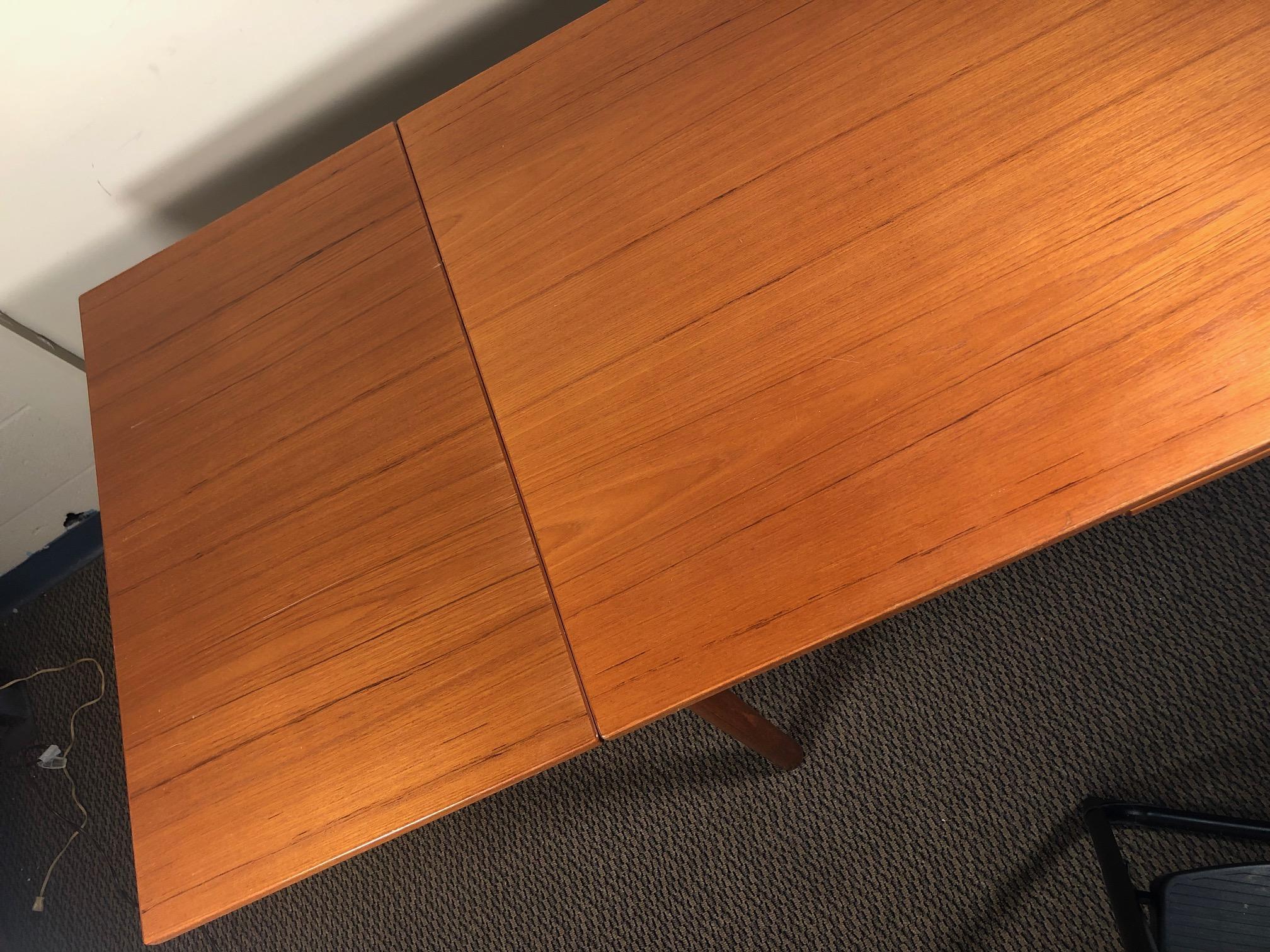 Midcentury Danish Teak Draw Leaf Dining Table Seats 8 For Sale 1