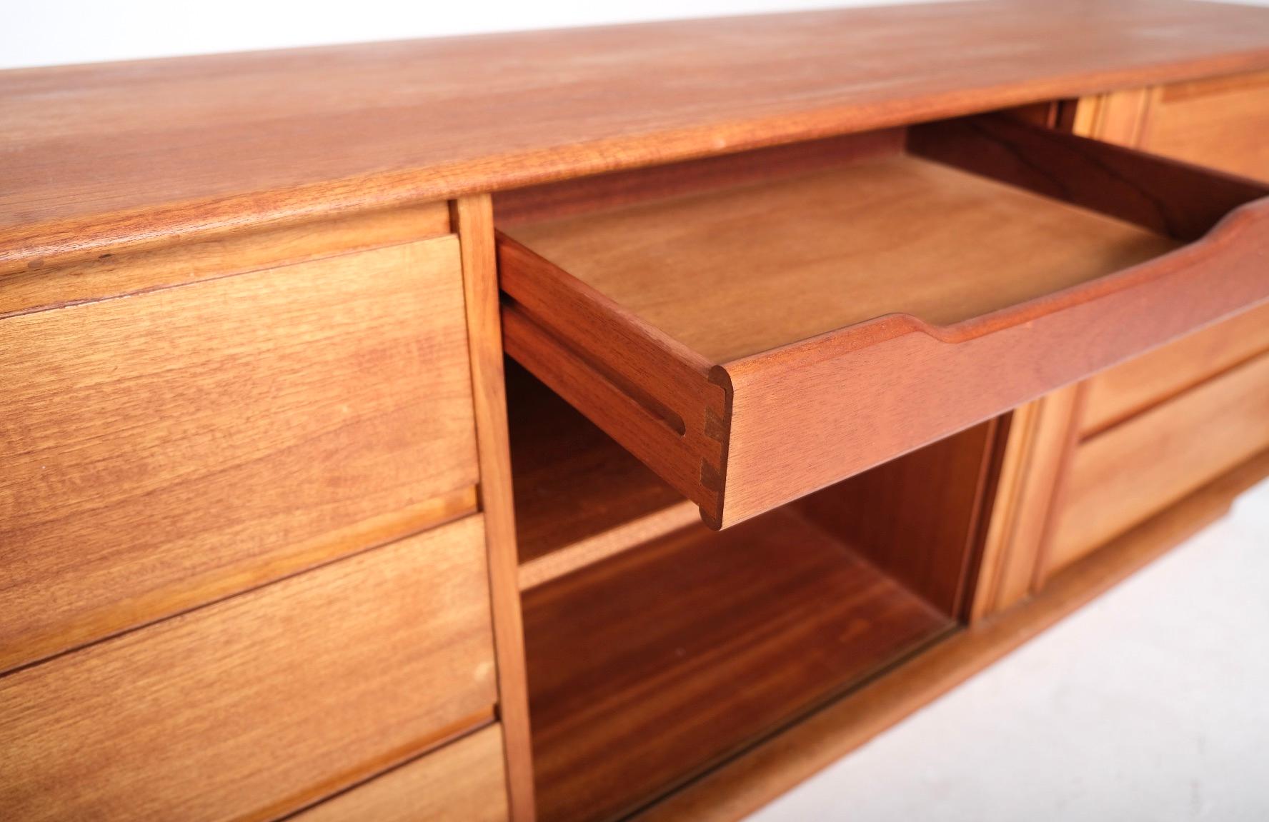 Mid-Century Danish Teak Dresser or Sideboard with Tambour Door For Sale 7