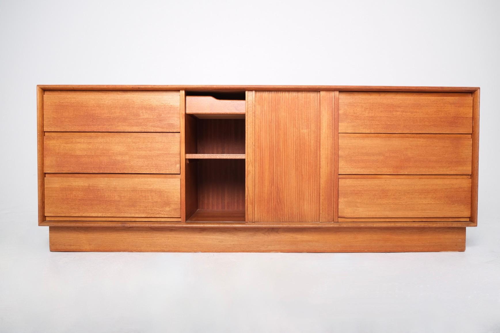 Mid-Century Danish Teak Dresser or Sideboard with Tambour Door For Sale 4