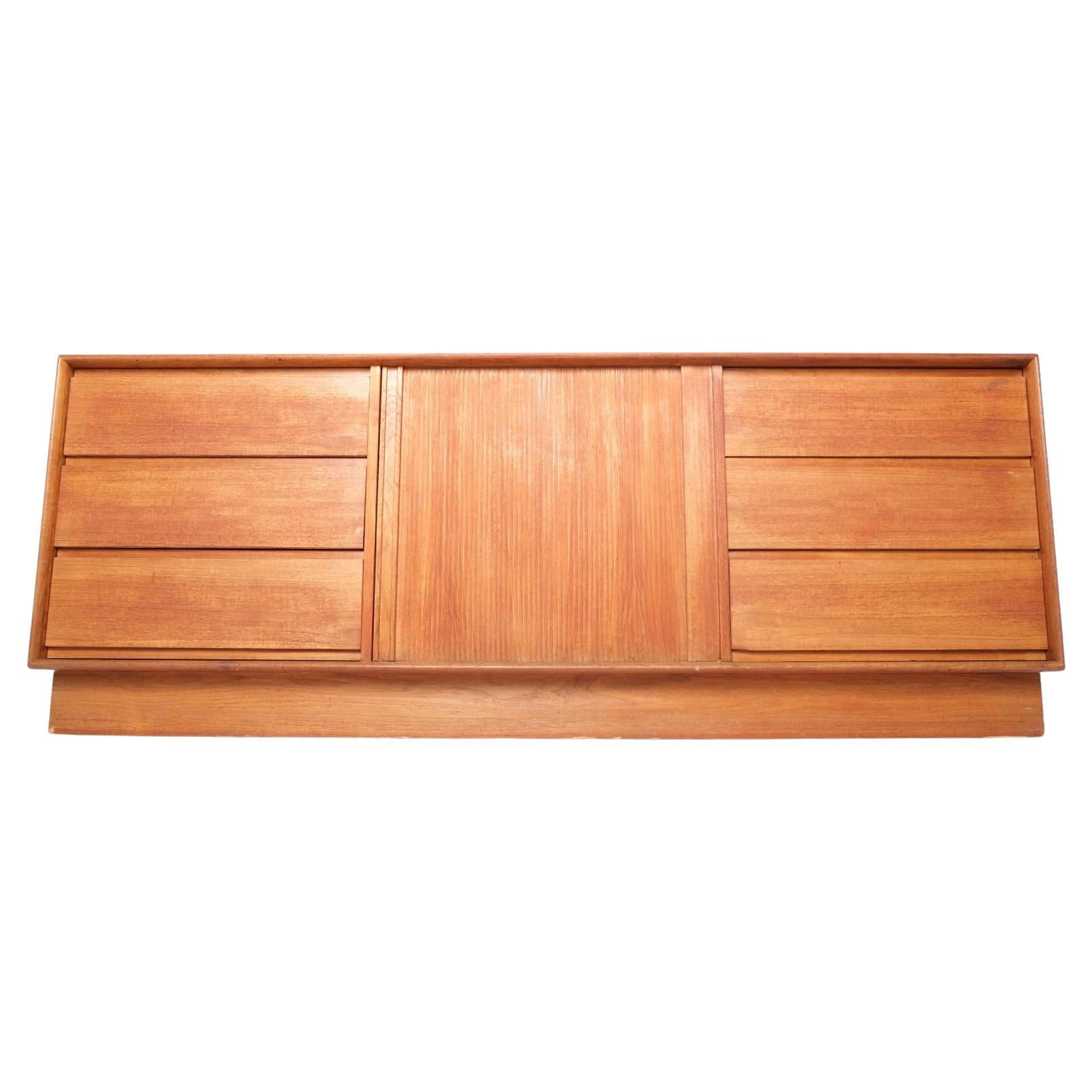 Mid-Century Danish Teak Dresser or Sideboard with Tambour Door For Sale