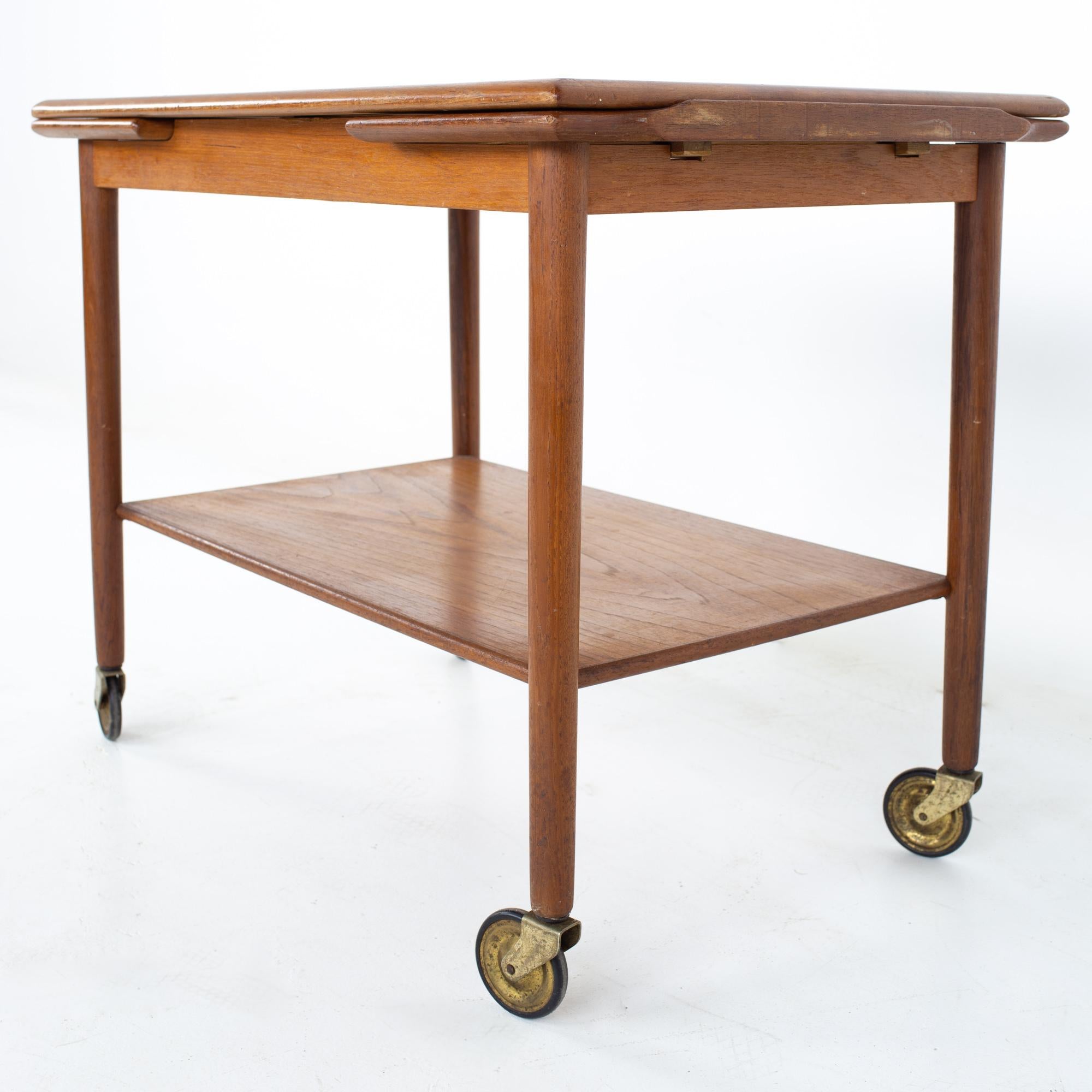 Late 20th Century Mid Century Danish Teak Expanding Bar Cart For Sale