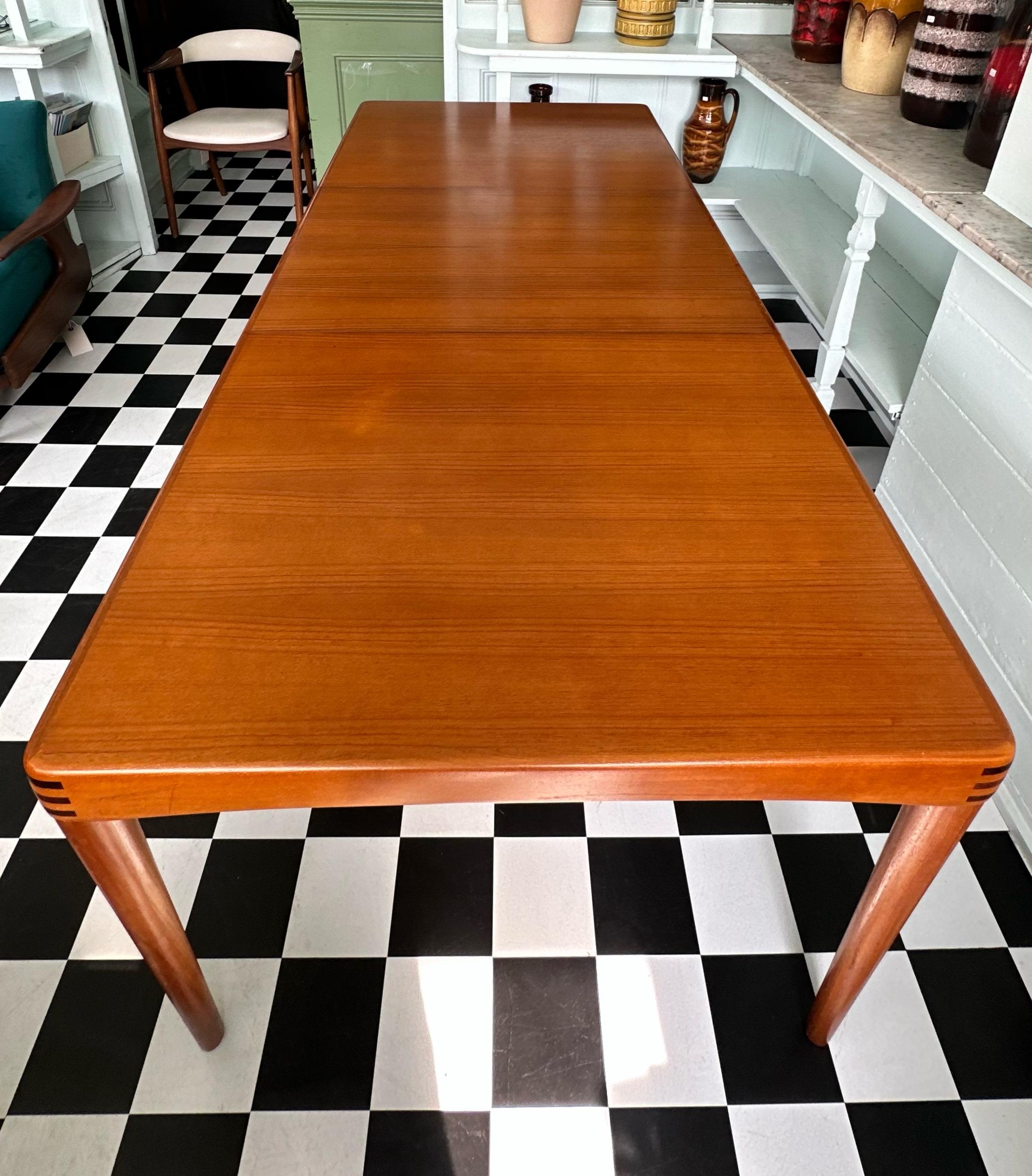 Mid Century Danish Teak Extendable Dining Table by H.W. Klein For Bramin 8