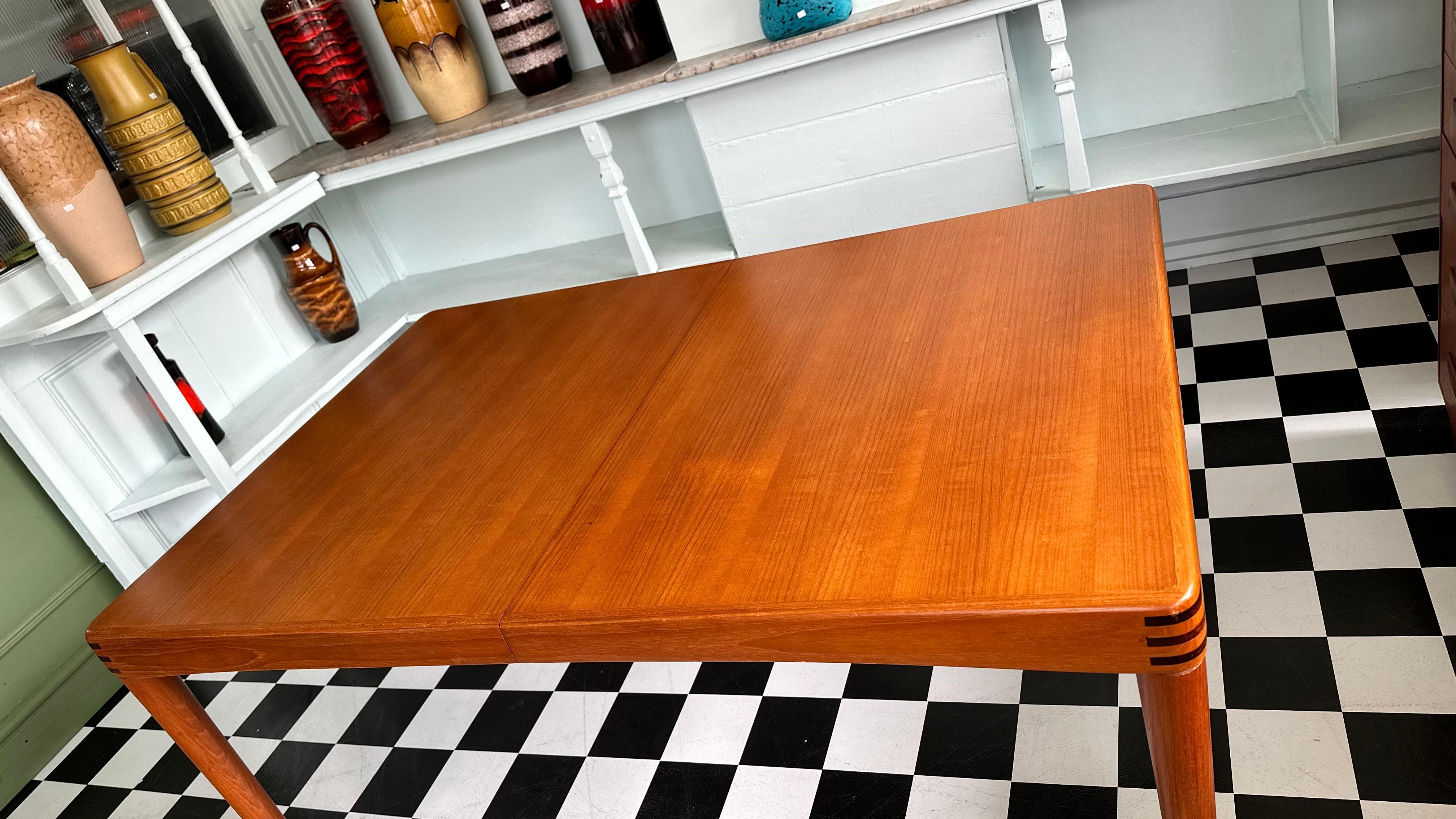 20th Century Mid Century Danish Teak Extendable Dining Table by H.W. Klein For Bramin