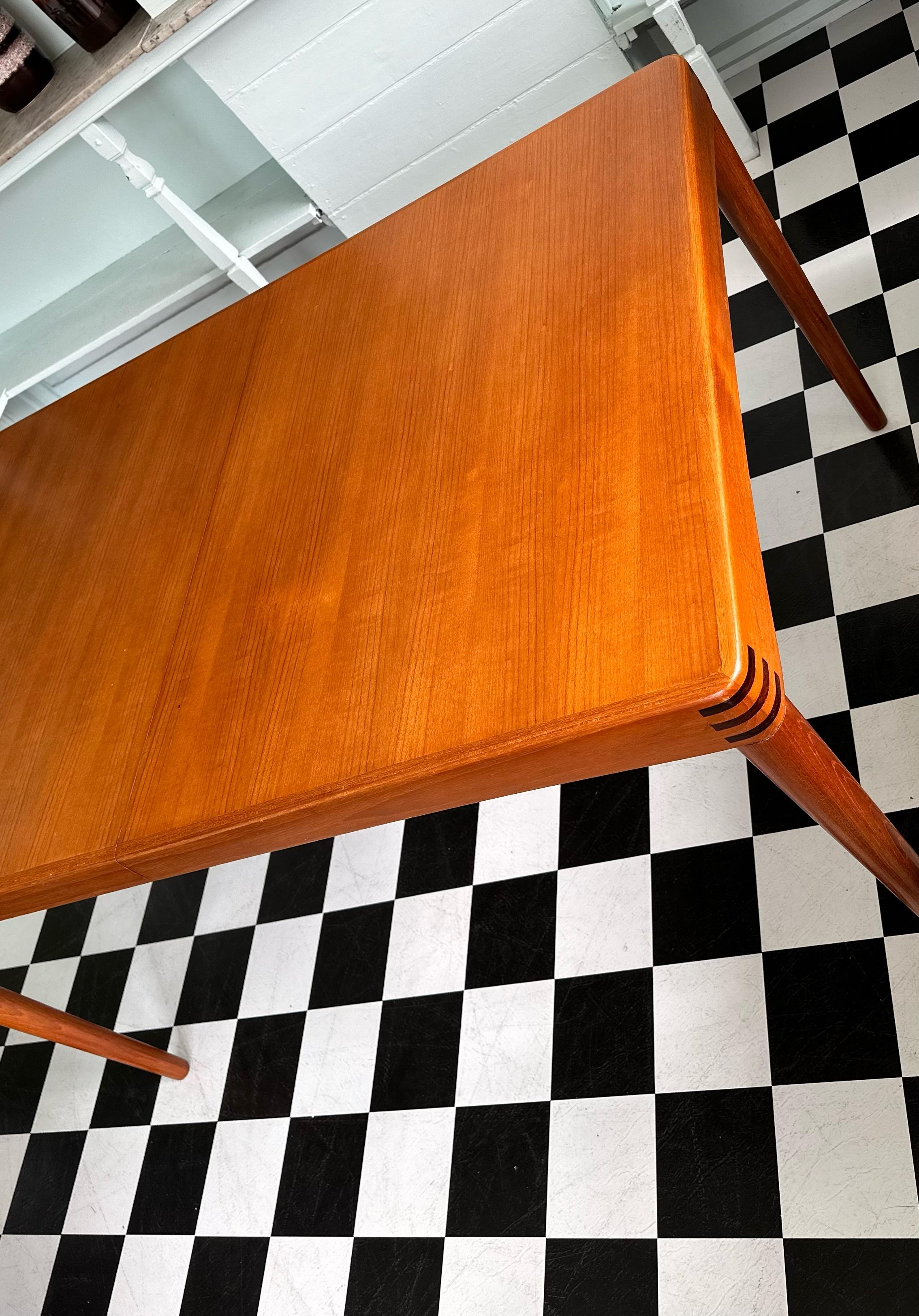Mid Century Danish Teak Extendable Dining Table by H.W. Klein For Bramin 2