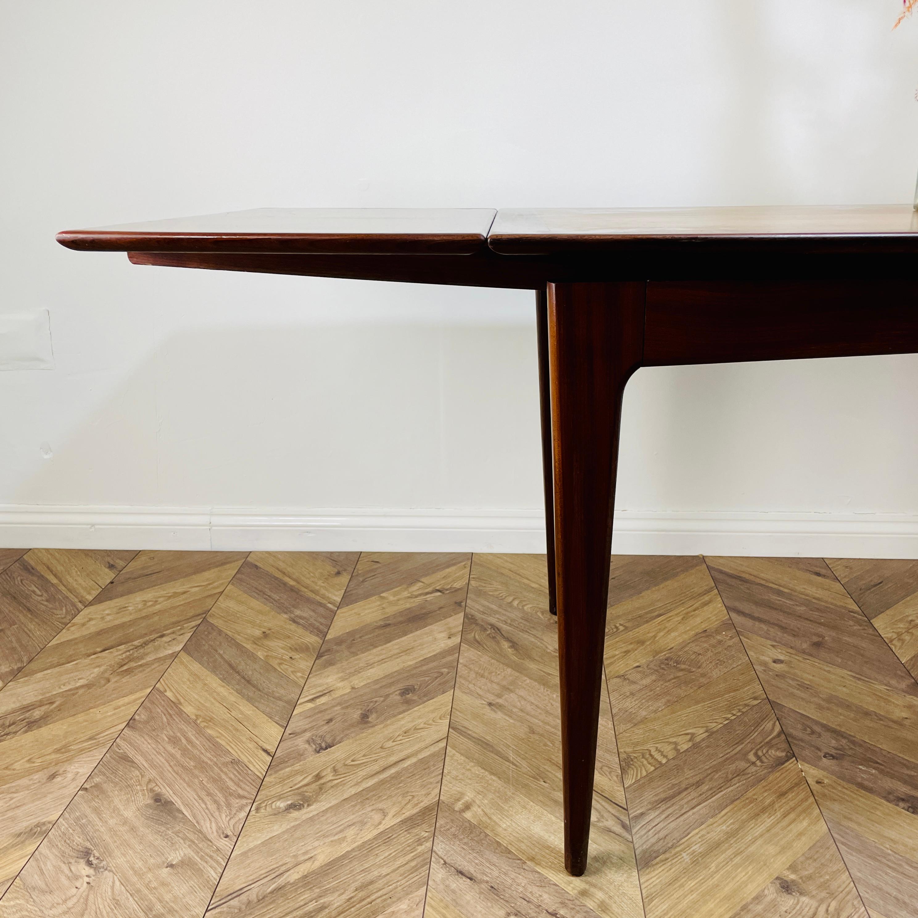 Mid Century Danish Teak Extending Draw-Leaf Dining Table, 1960s 10