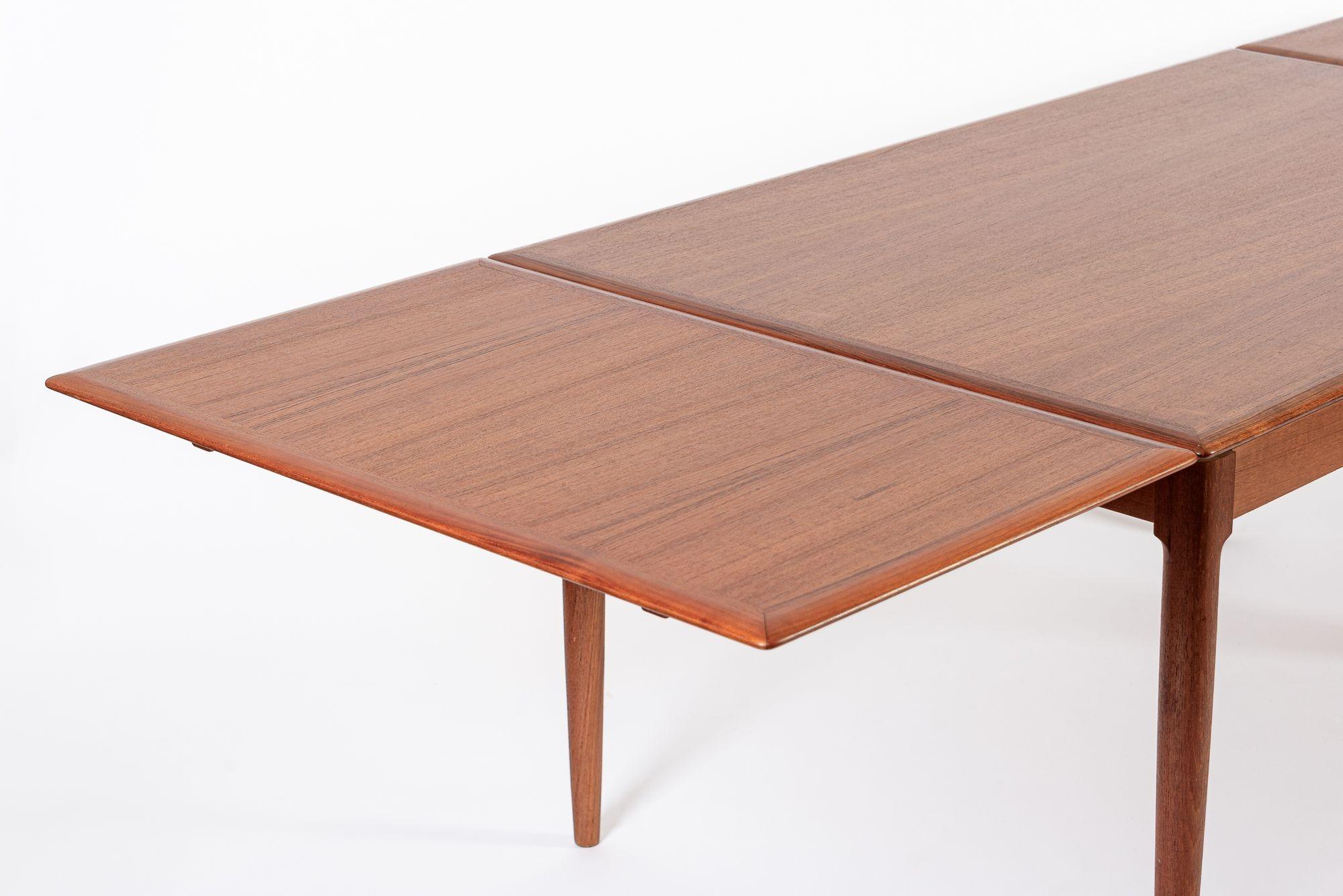 Mid Century Danish Teak Extension Dining Table by Kai Kristiansen (attr.) Madera en venta