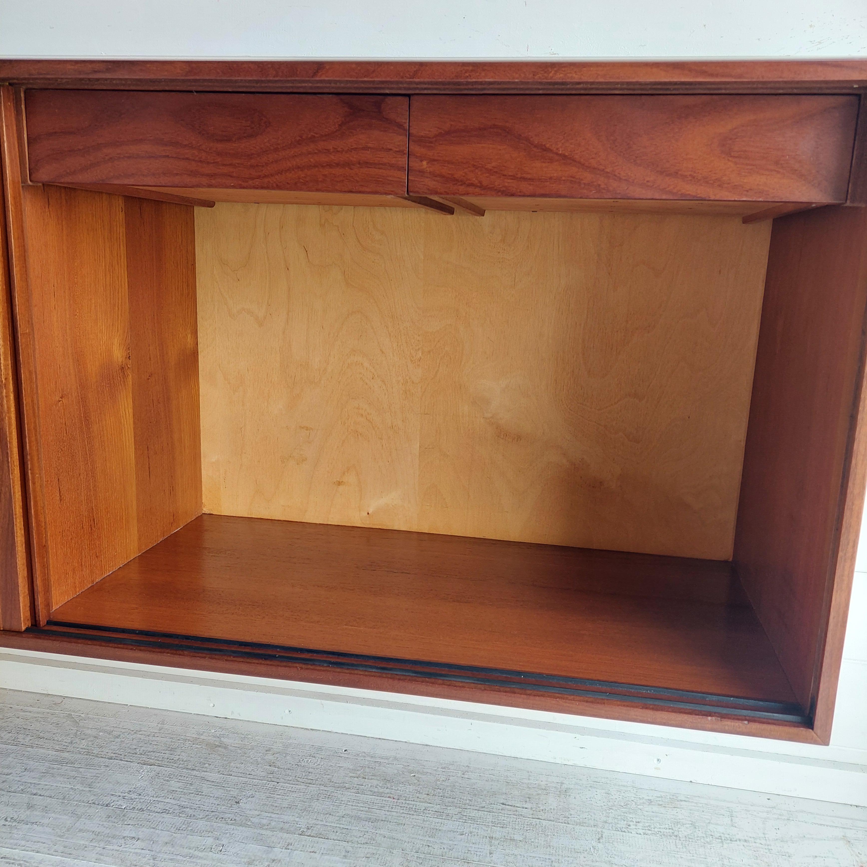 Mid Century Danish Teak Floating Credenza Sideboard wall mounted unit , 1960s 5