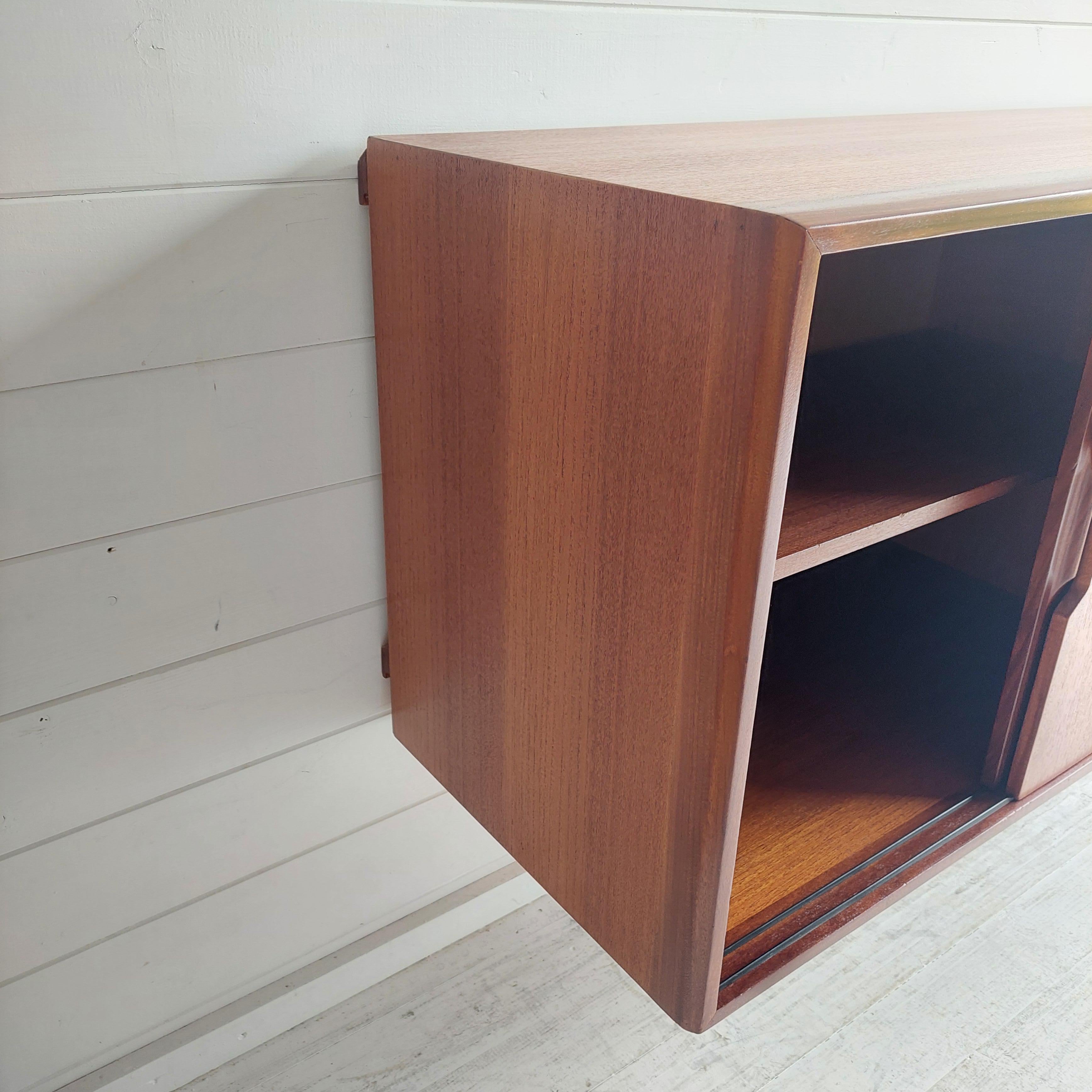 Mid Century Danish Teak Floating Credenza Sideboard wall mounted unit , 1960s For Sale 12