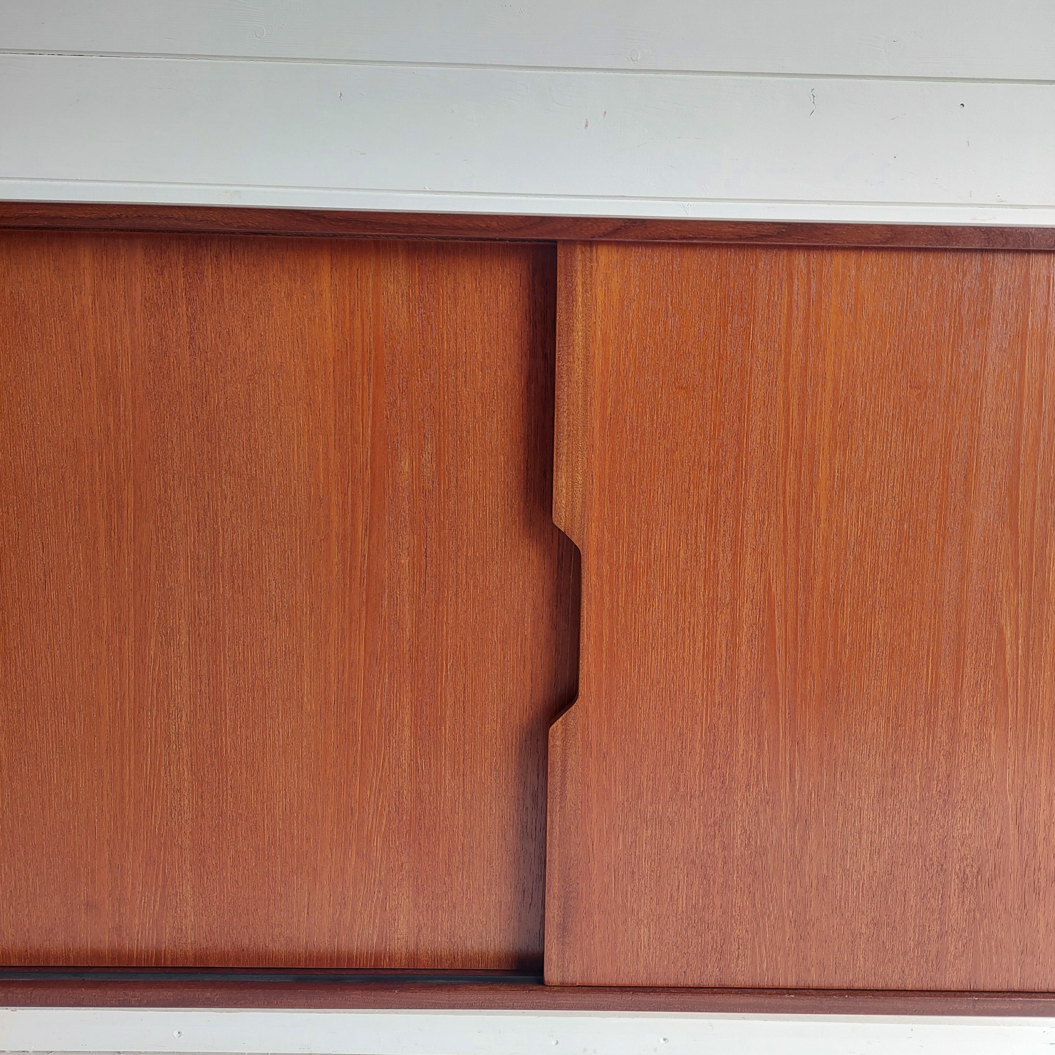 Mid-Century Modern Mid Century Danish Teak Floating Credenza Sideboard wall mounted unit , 1960s For Sale