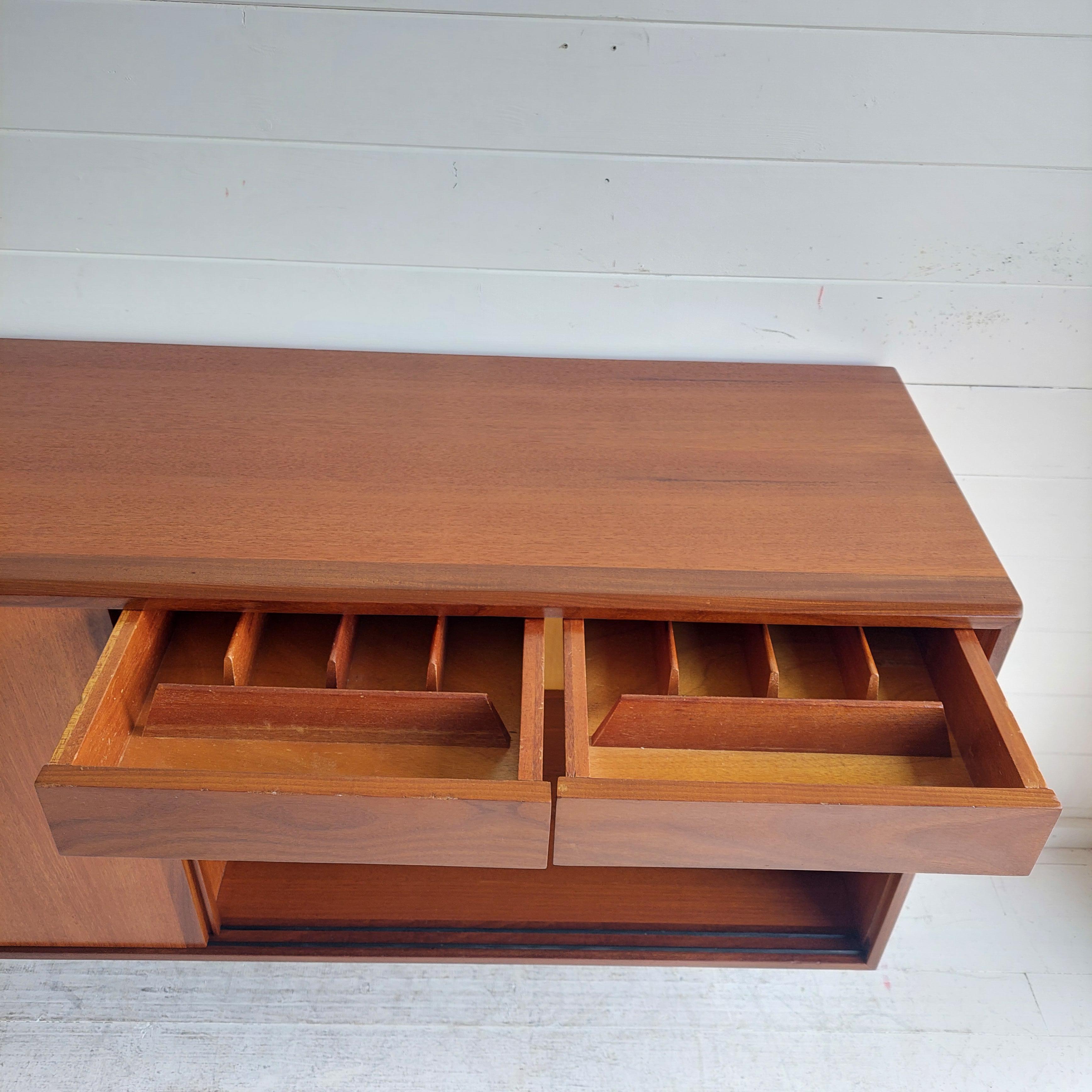 Mid Century Danish Teak Floating Credenza Sideboard wall mounted unit , 1960s For Sale 3