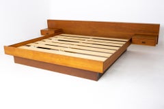 Mid Century Danish Teak Floating Nightstand King Size Bed