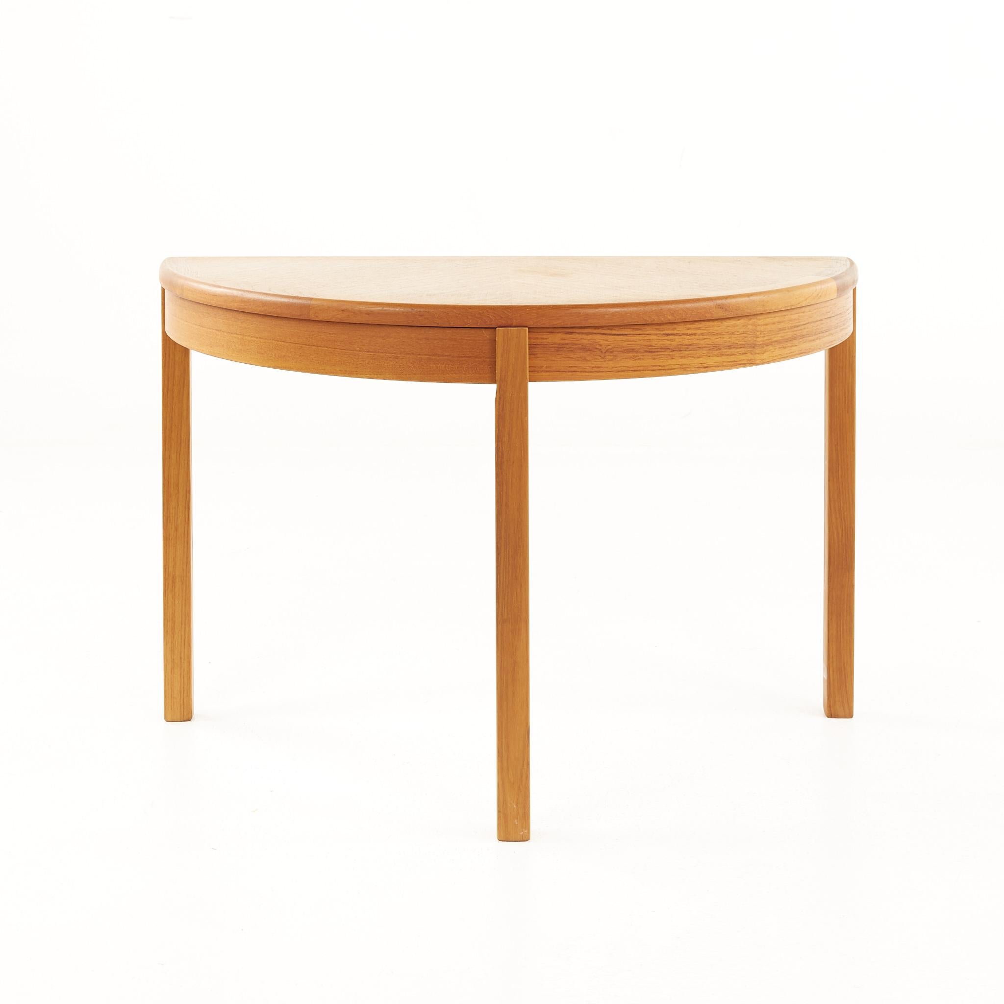 Mid Century Danish Teak Half Circle Side Table at 1stDibs