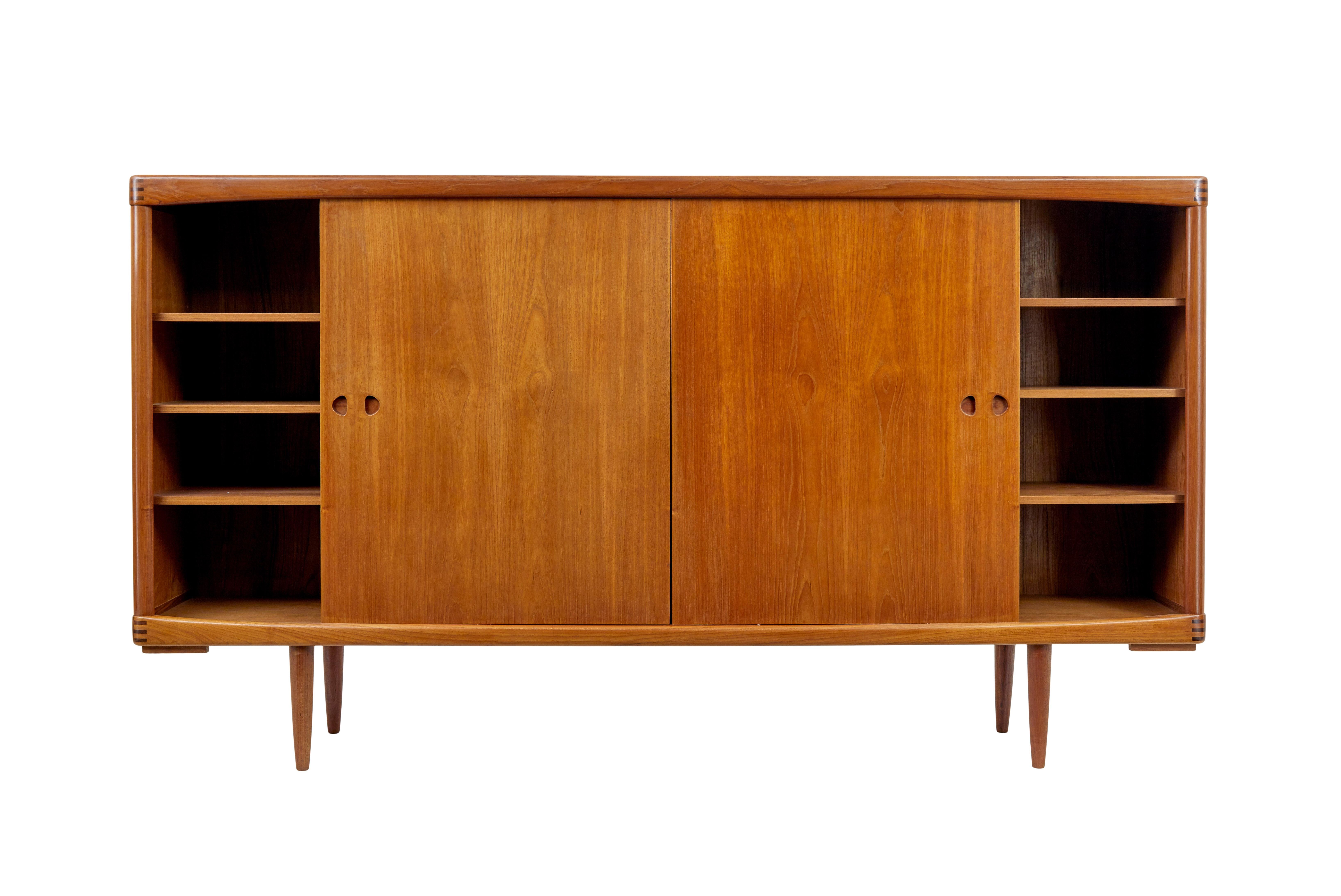 Hand-Carved Mid century danish teak highboard by H.W.Klein for Bramin For Sale