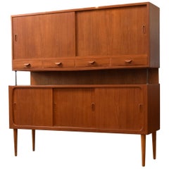 Mid-Century Danish Teak Highboard with Brass Accents, 1960s