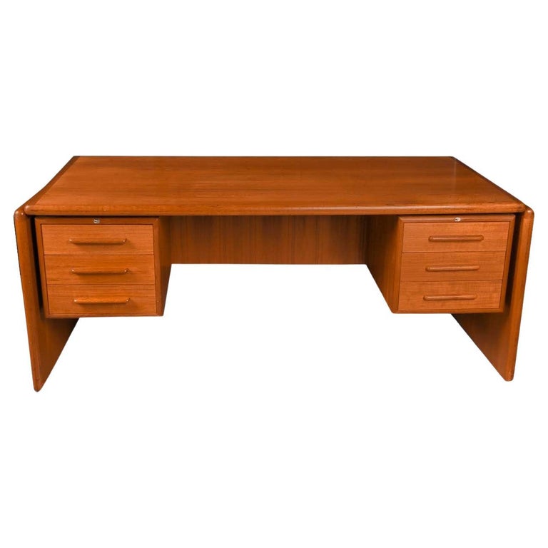 Midcentury Danish Teak Large Executive Desk For Sale at 1stDibs