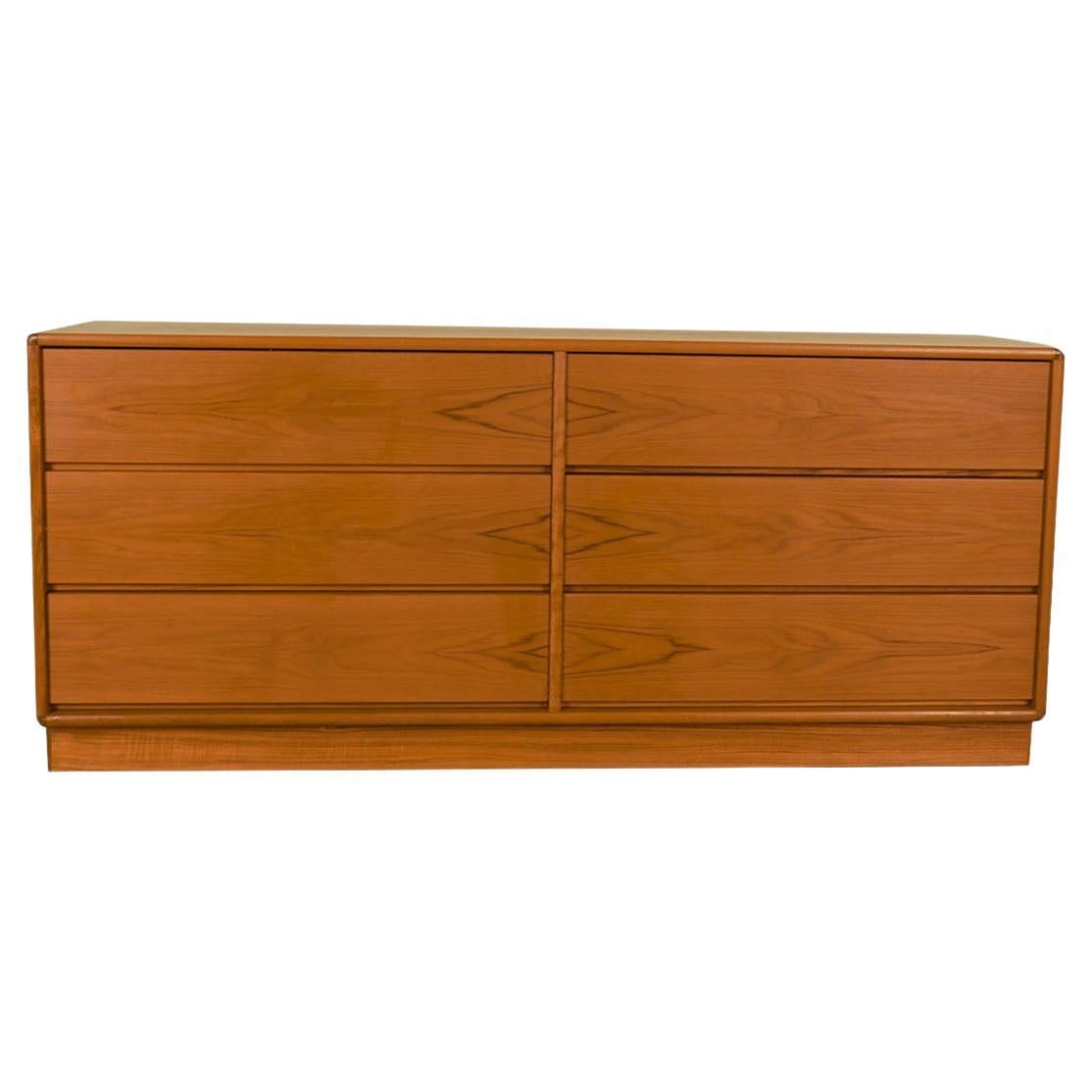 Mid-Century Danish Teak Long Double Dresser