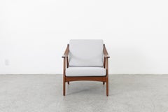 Mid-Century Danish Teak Lounge Chair with Grey Cushions