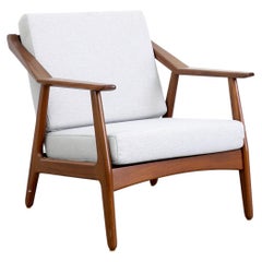 Mid-Century Danish Teak Lounge Chair with Grey Cushions