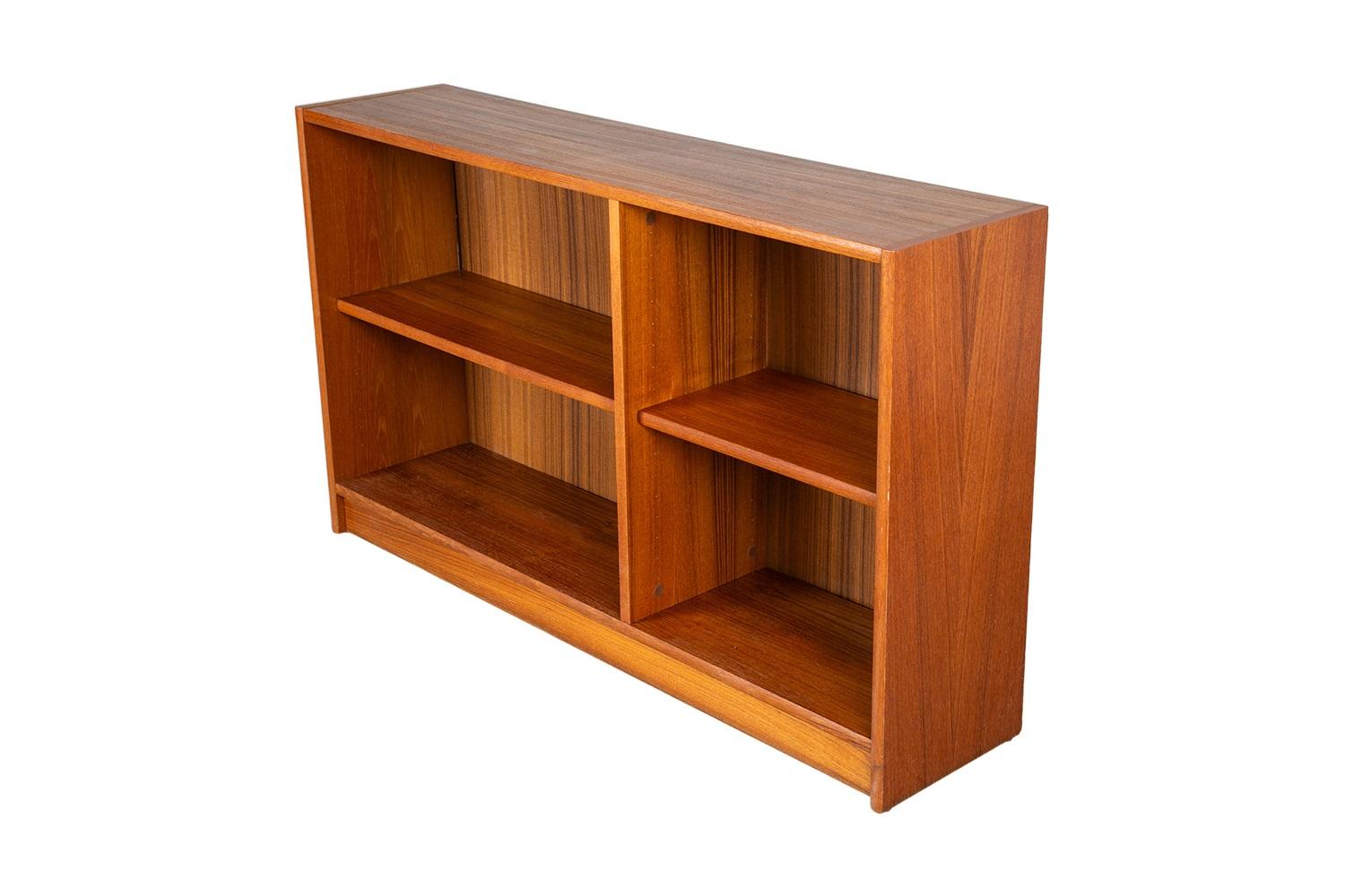 Scandinavian Modern Mid-Century Danish Teak Low Compact Bookcase For Sale