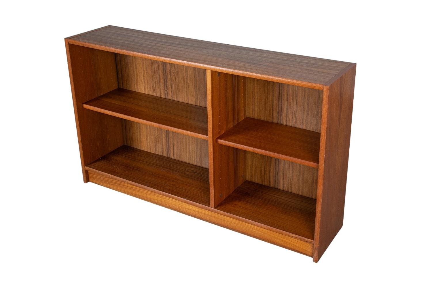 Mid-Century Danish Teak Low Compact Bookcase For Sale 3