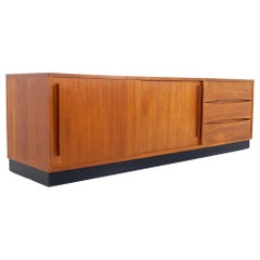 Mid Century Danish Teak Low Sideboard Buffet Credenza