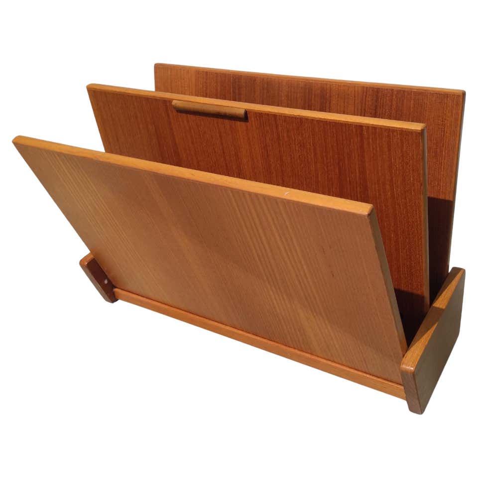 Midcentury Teak Magazine Rack Danish Style For Sale at 1stDibs