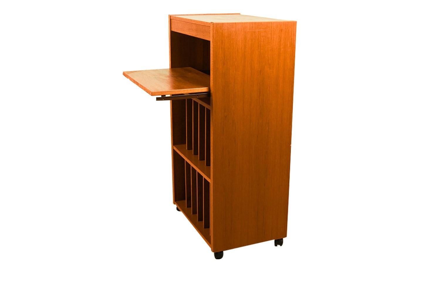MidCentury Danish Teak Media Record Bar For Sale at 1stDibs