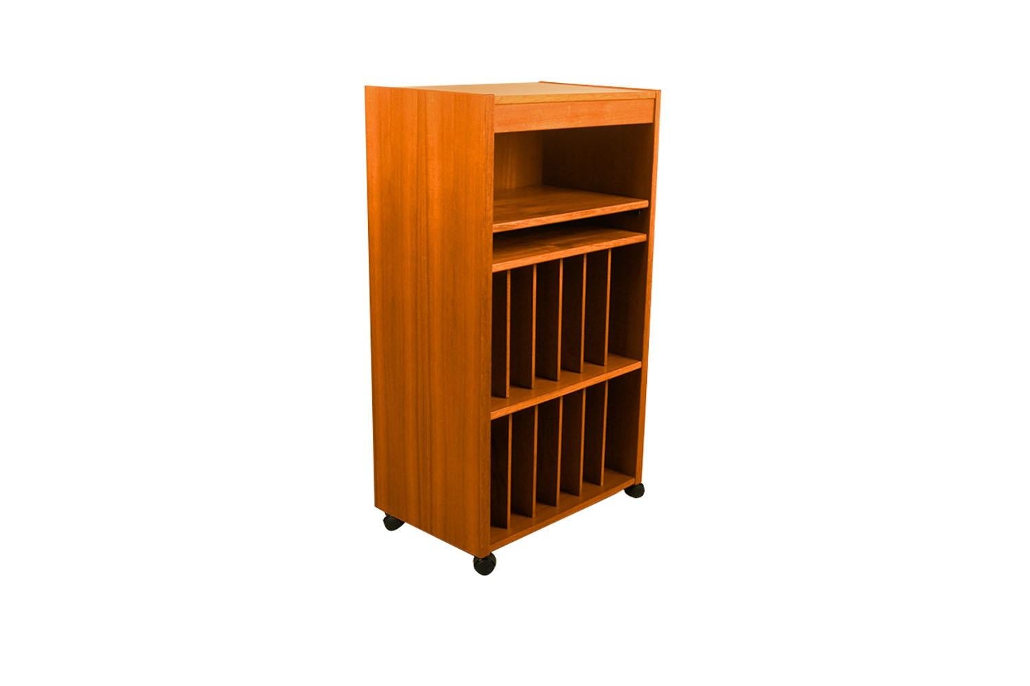 MidCentury Danish Teak Media Record Bar For Sale at 1stDibs