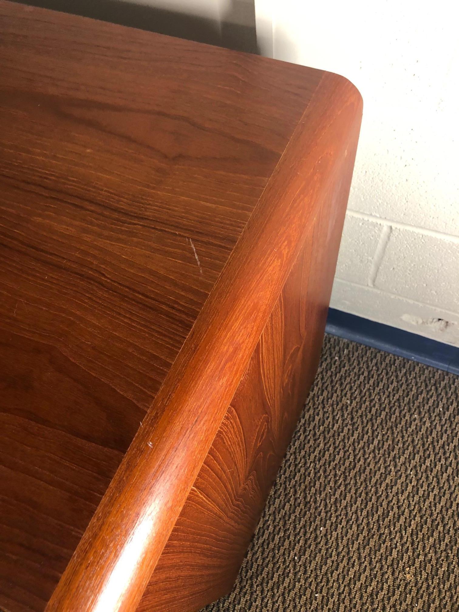 Midcentury Danish Teak Queen Size Headboard with Nightstands For Sale 7