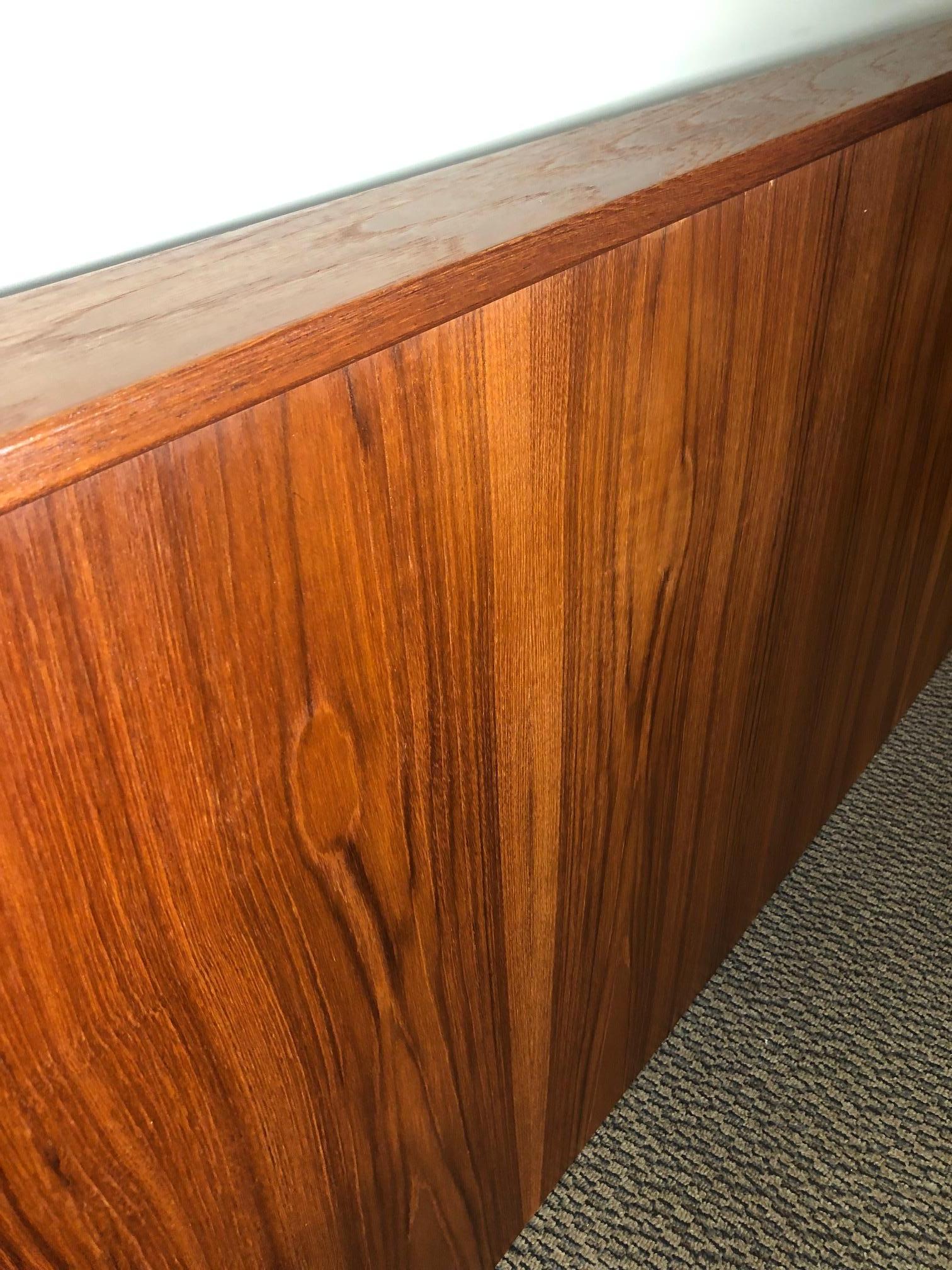 Midcentury Danish Teak Queen Size Headboard with Nightstands For Sale 1