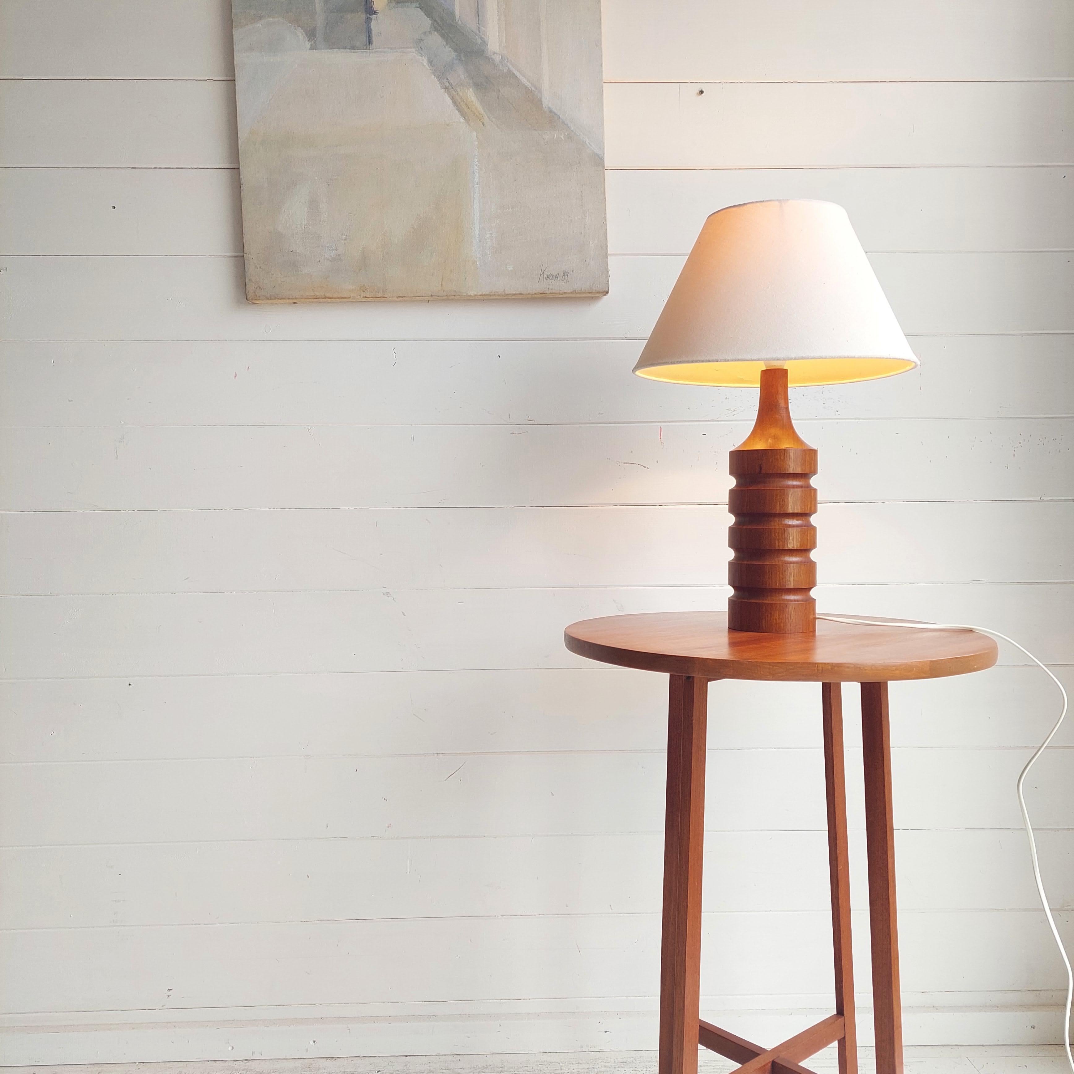Scandinavian Modern Mid Century Danish Teak Ribbed Table Lamp Base, 1960s