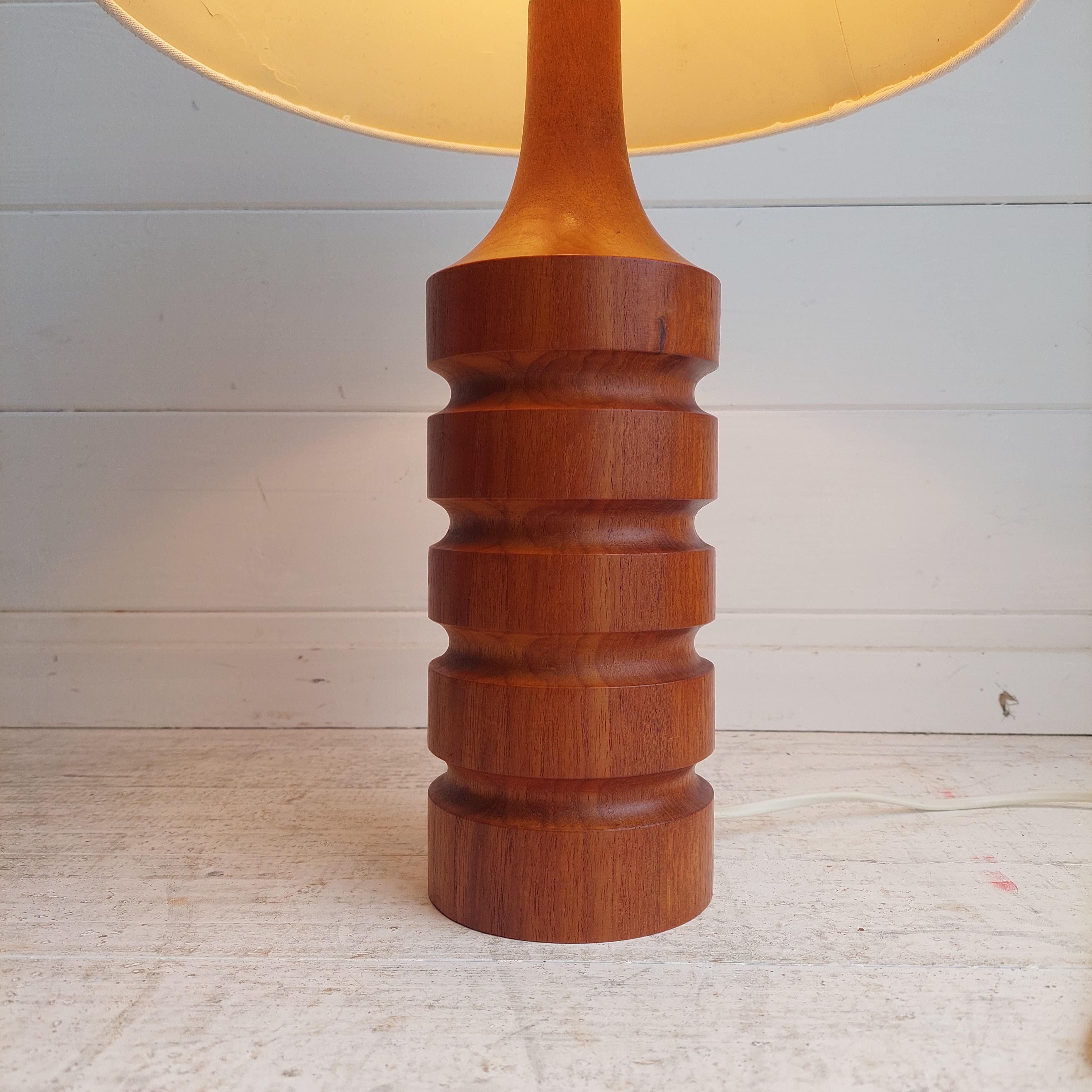 Mid Century Danish Teak Ribbed Table Lamp Base, 1960s 3