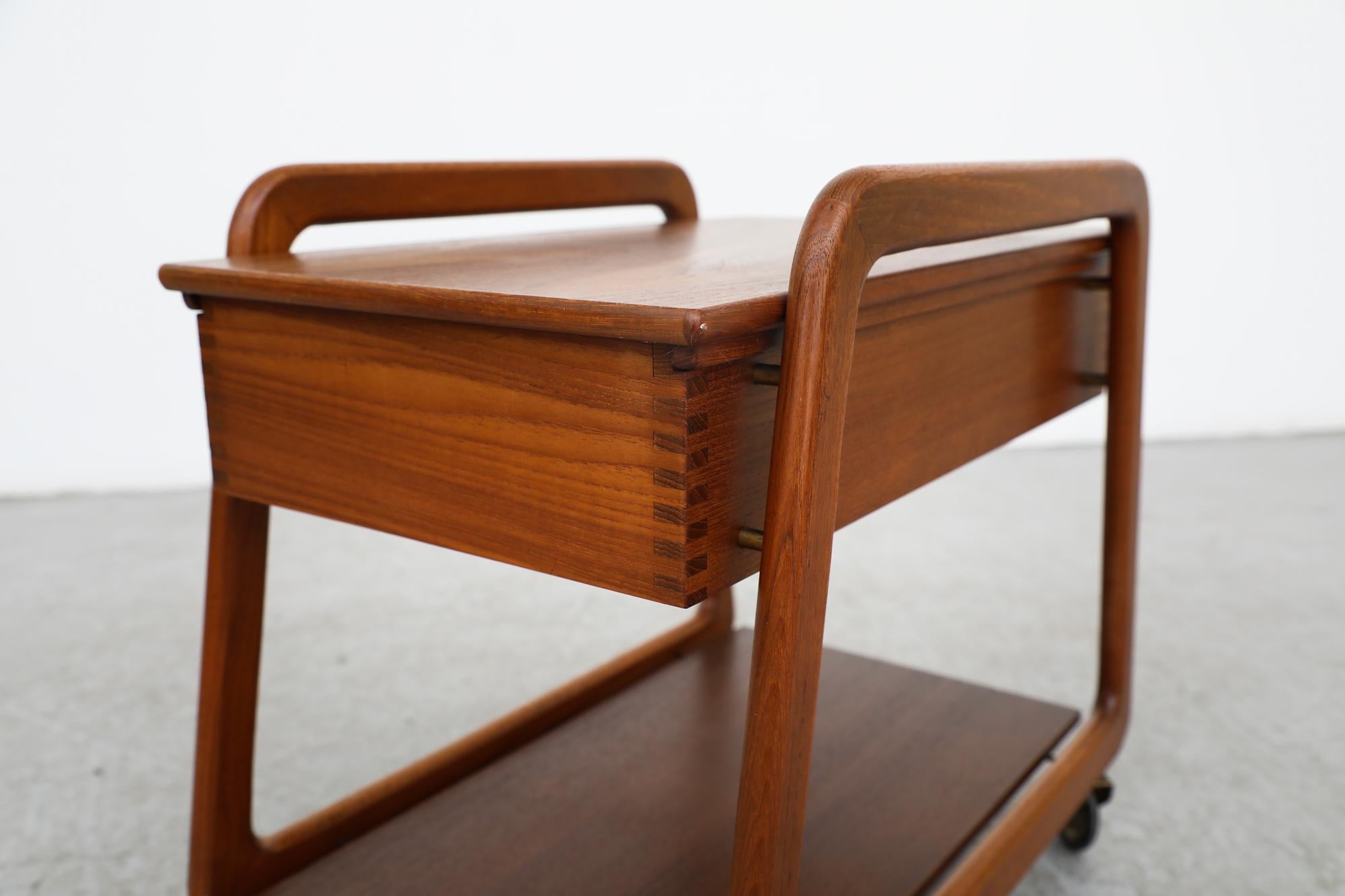 Mid-Century, Danish Teak Rolling Side Table 7